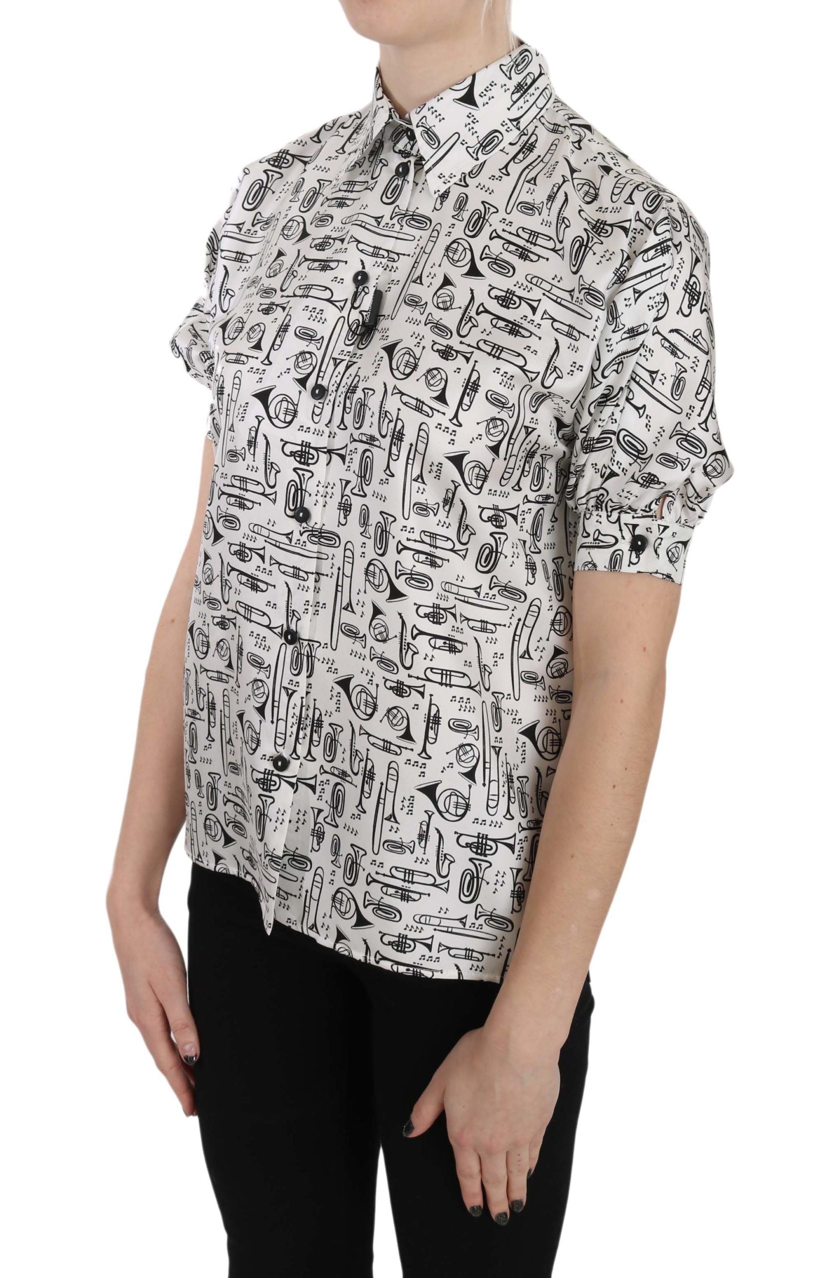Dolce & Gabbana Trompetendruck Knopfleiste Seidentop Bluse-2