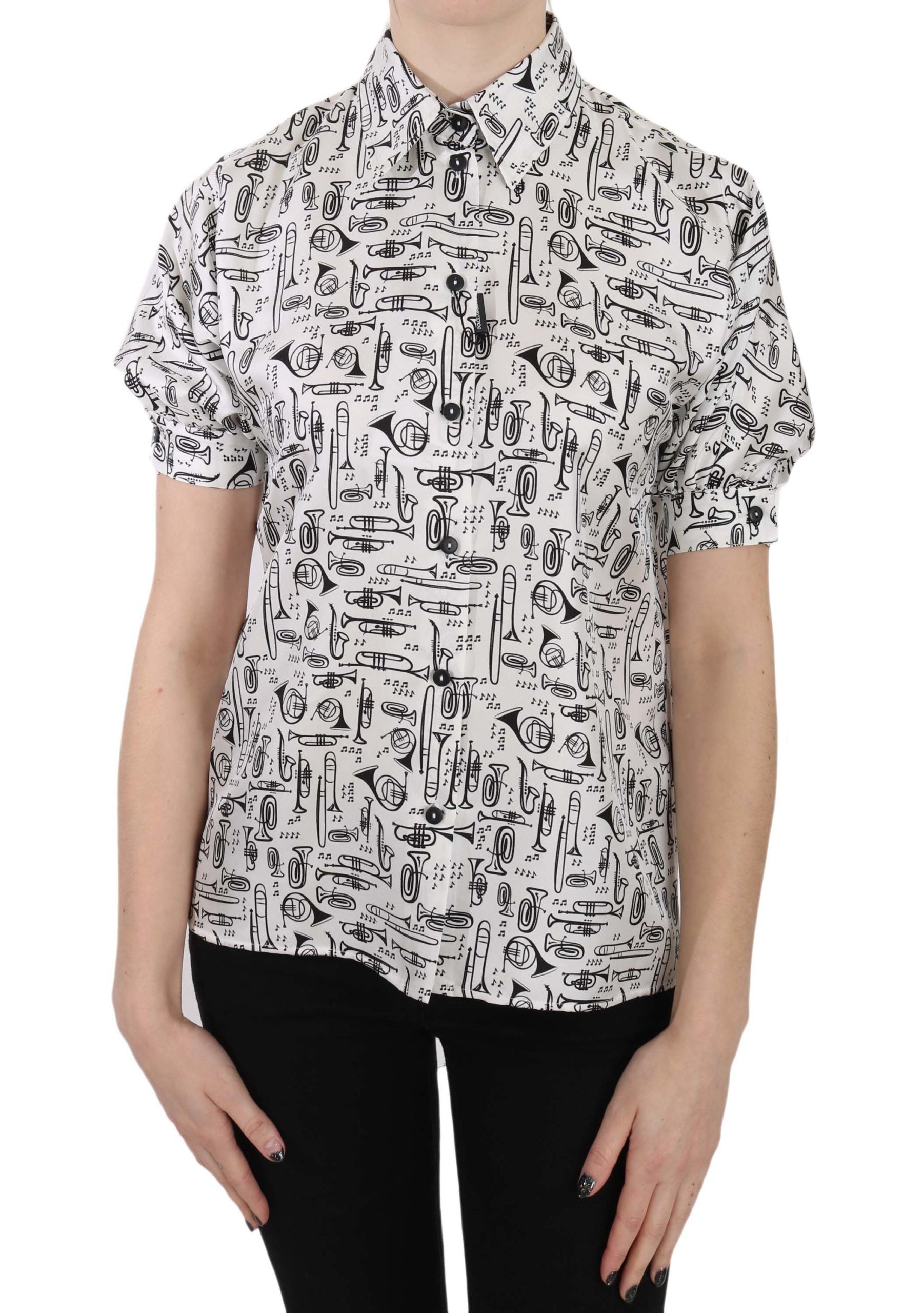 Dolce & Gabbana Trompetendruck Knopfleiste Seidentop Bluse-1