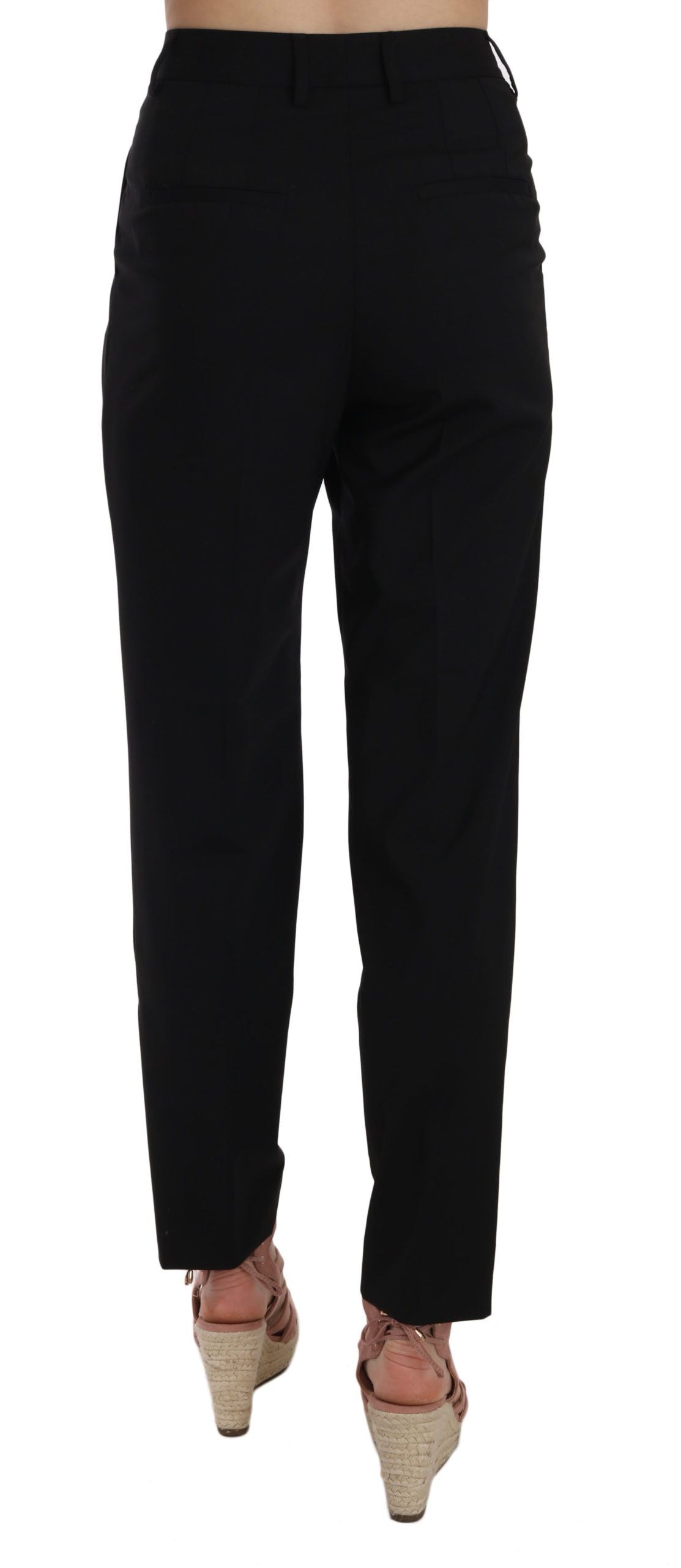 Dolce & Gabbana Schwarze Bundfaltenhose mit Knopfleiste-4