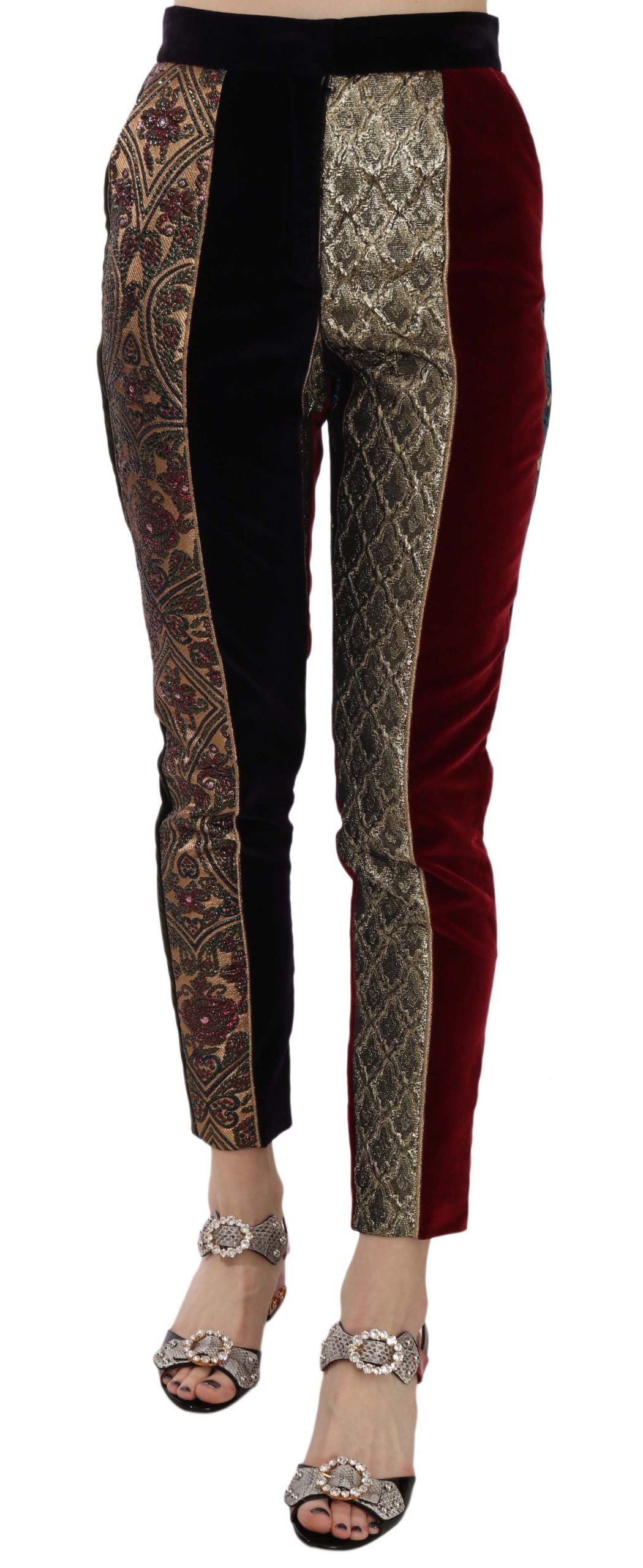 Dolce & Gabbana multicoloured jacquard trousers with tapered leg
