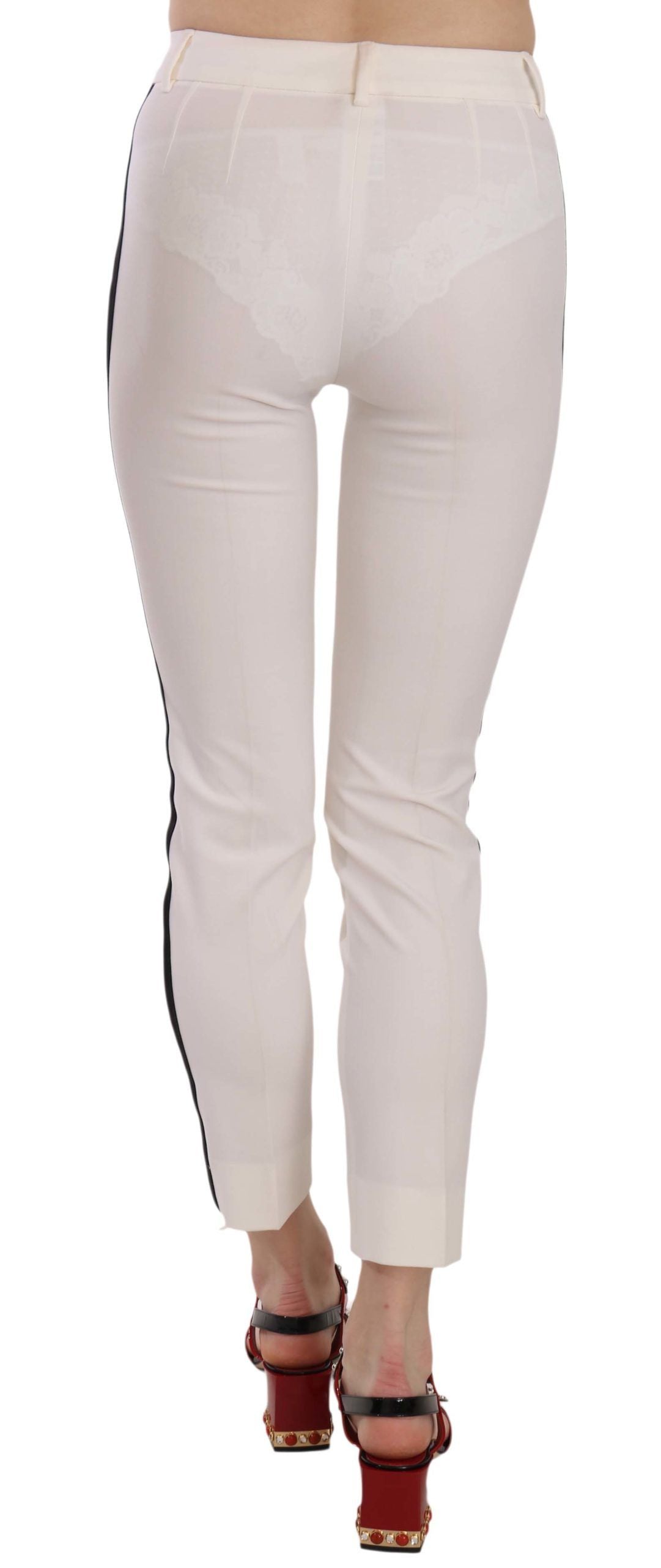 Dolce & Gabbana Weiße verkürzte Skinny-Hose mit Seitenstreifen-4