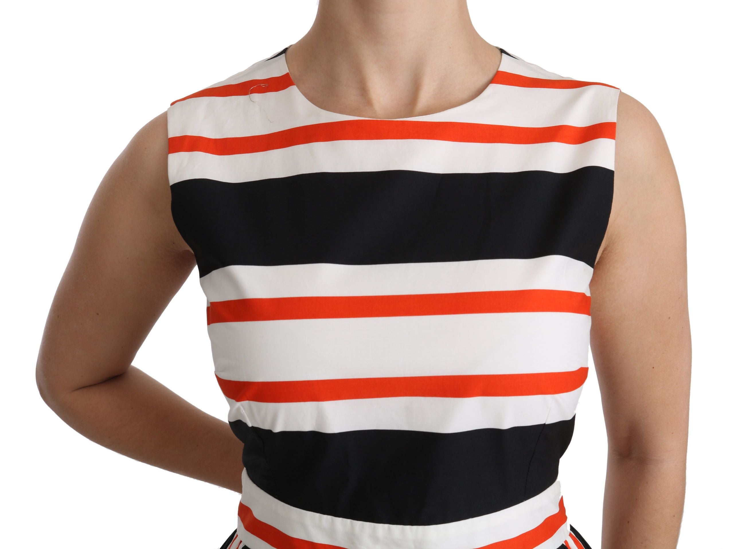Dolce & Gabbana Multicolor Striped Pleated A-Line Midi Dress-3