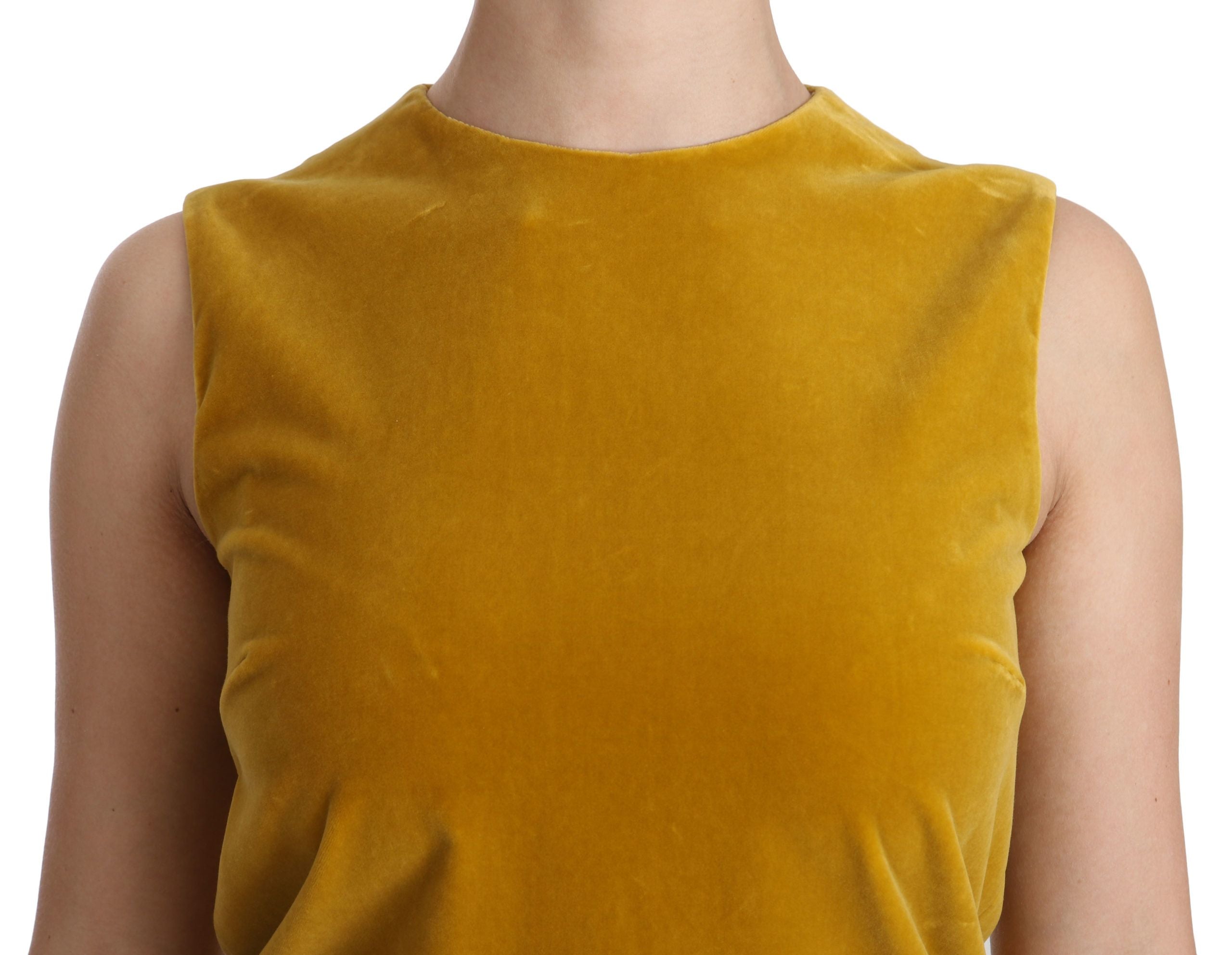Dolce & Gabbana mustard yellow stretch velvet mini dress-4