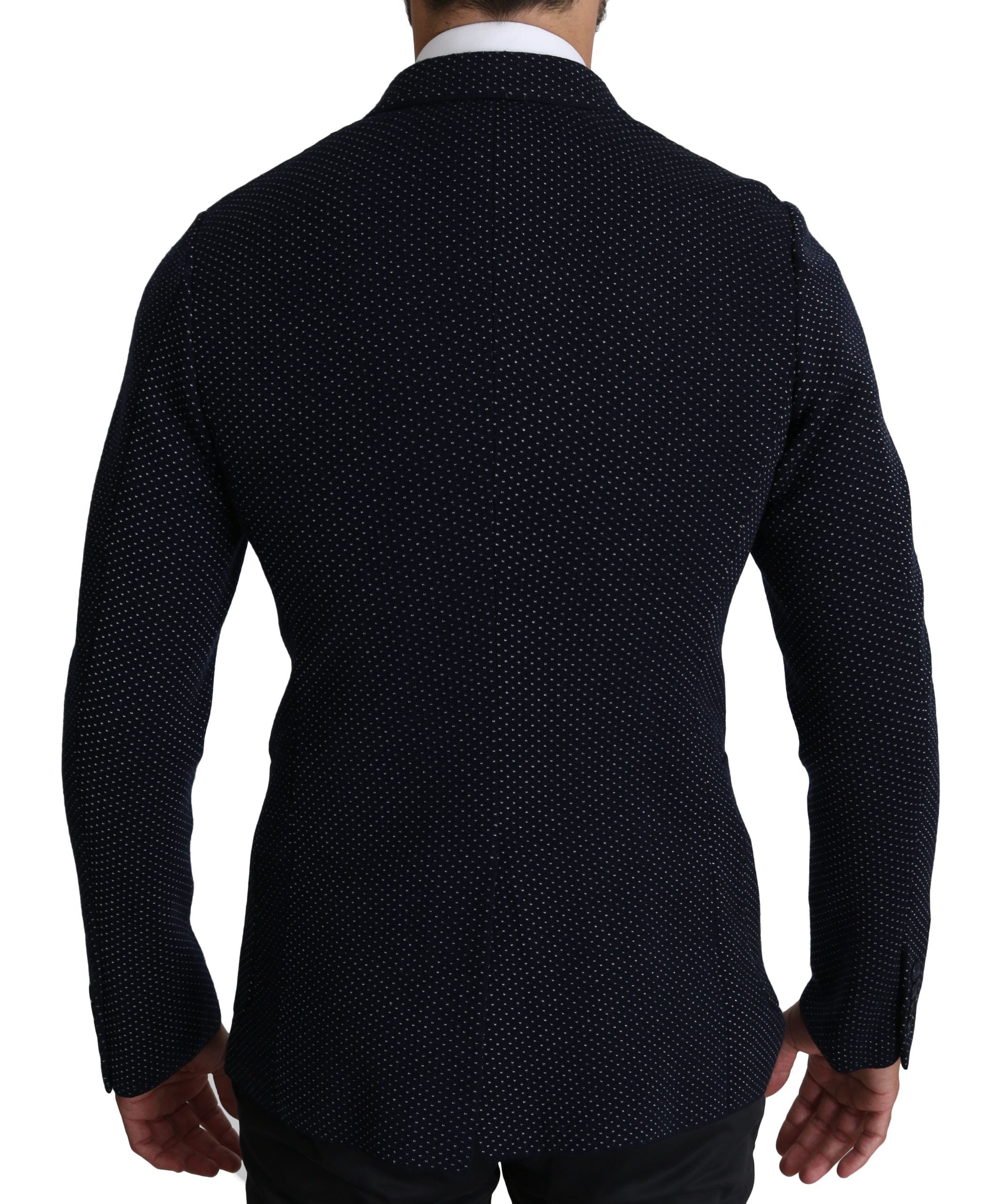 Dolce & Gabbana Dark Blue Polka Dot Double-Breasted Coat Blazer-3
