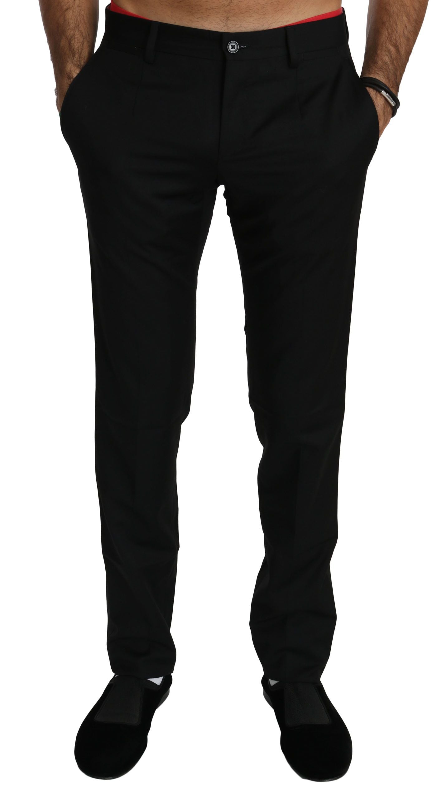 Dolce & Gabbana Black Dress Formal Trousers Men's Wool Trousers
