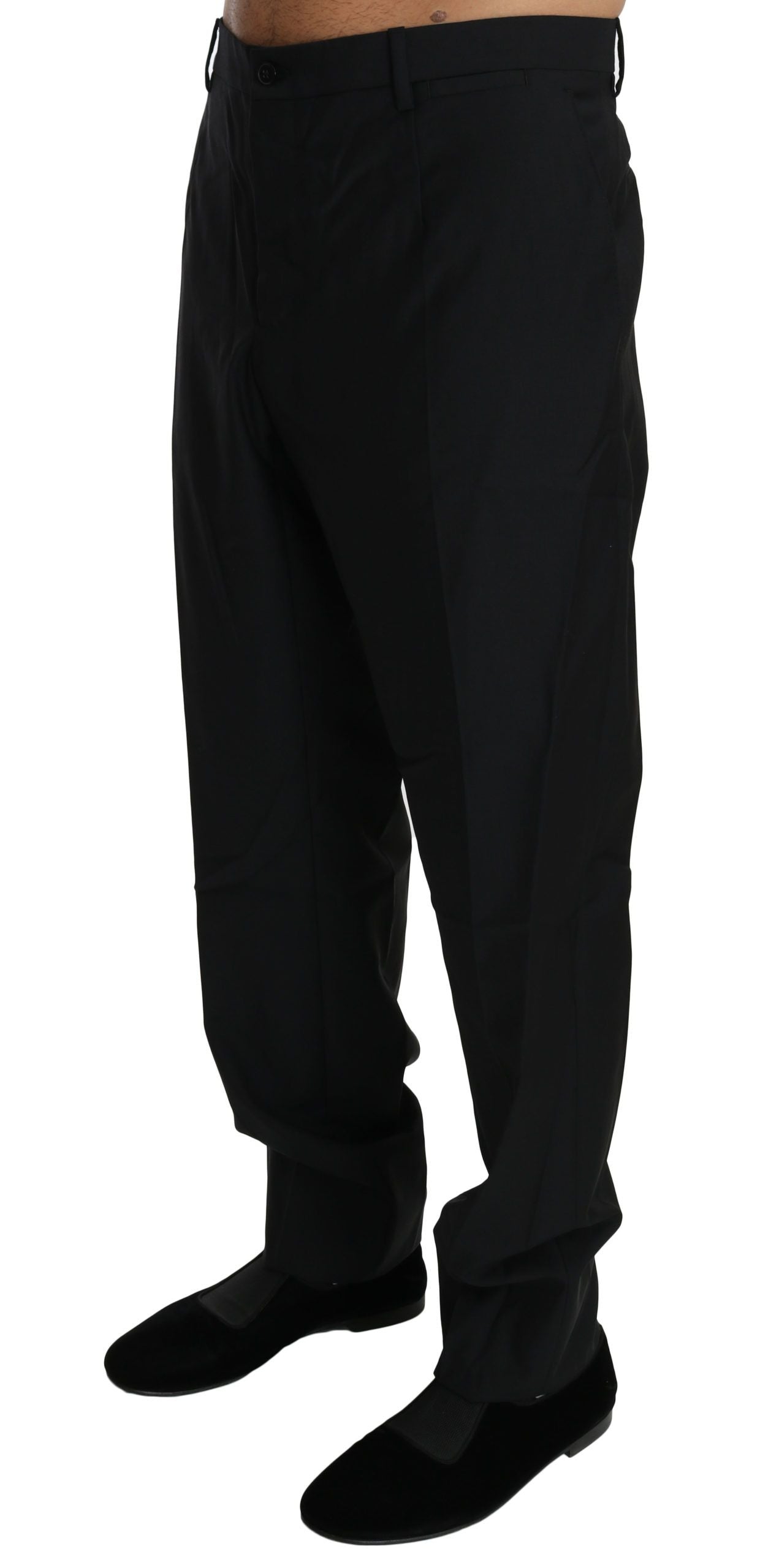 Dolce & Gabbana Black Dress Formal Trousers Men's Wool Trousers-2
