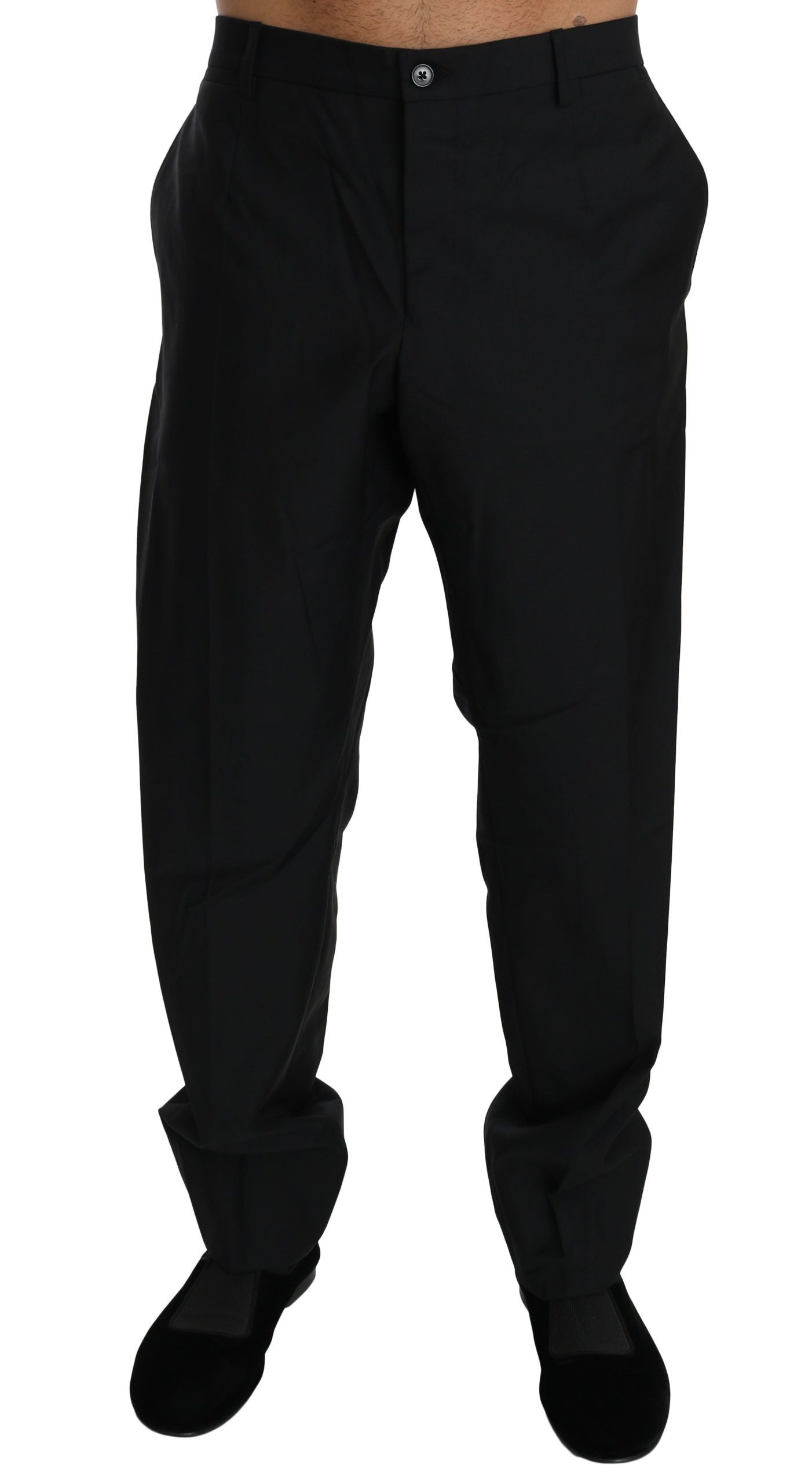 Dolce & Gabbana Black Dress Formal Trousers Men's Wool Trousers-4