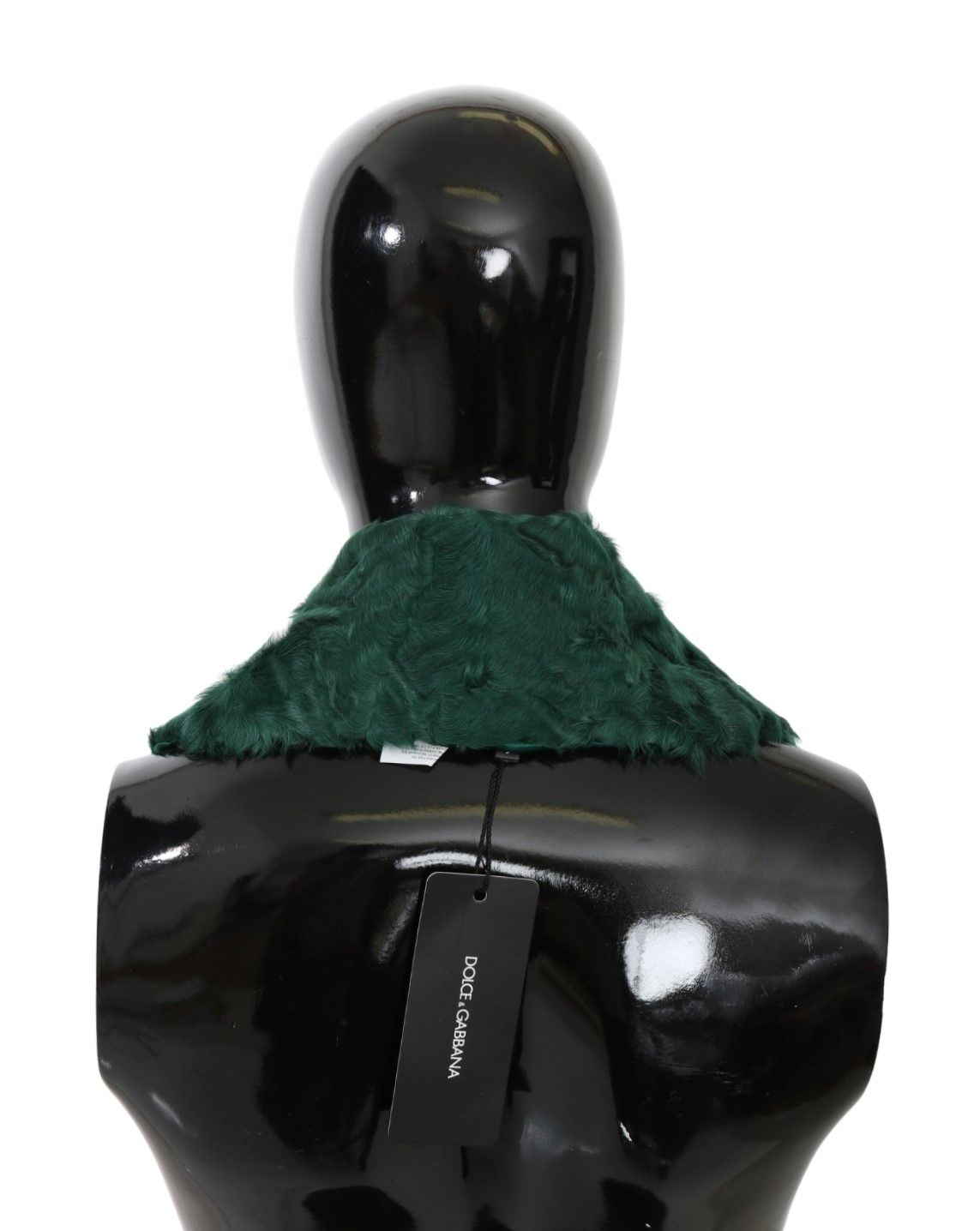 Bufanda de piel de cordero con cuello de hombro y pelo verde de Dolce & Gabbana-3