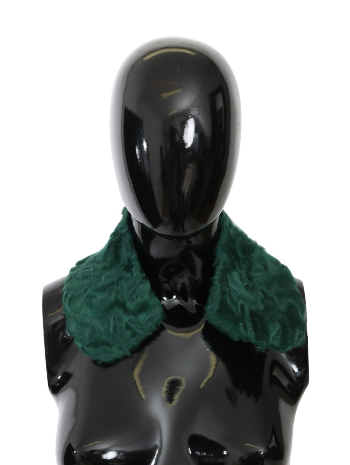 Bufanda de piel de cordero con cuello de hombro y pelo verde de Dolce & Gabbana-1