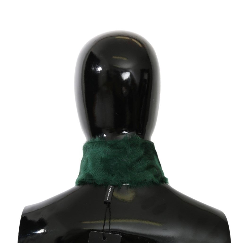Dolce & Gabbana Grüner Pelzkragen Wickel-Lammfellschal-2