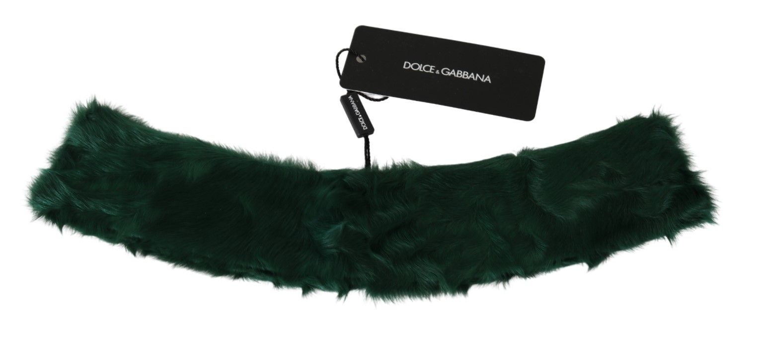 Dolce & Gabbana Grüner Pelzkragen Wickel-Lammfellschal-3