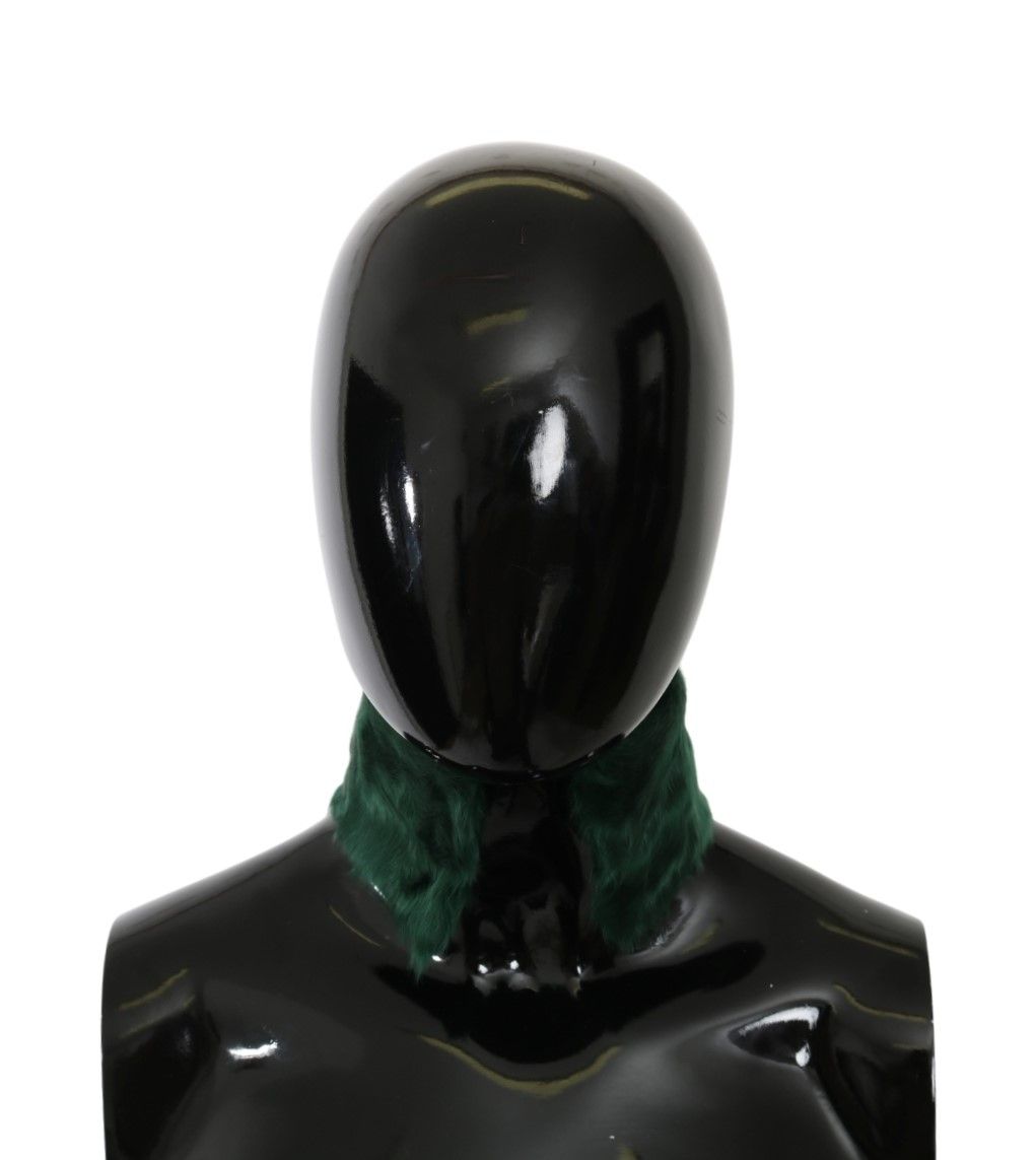 Dolce & Gabbana Grüner Pelzkragen Wickel-Lammfellschal-1
