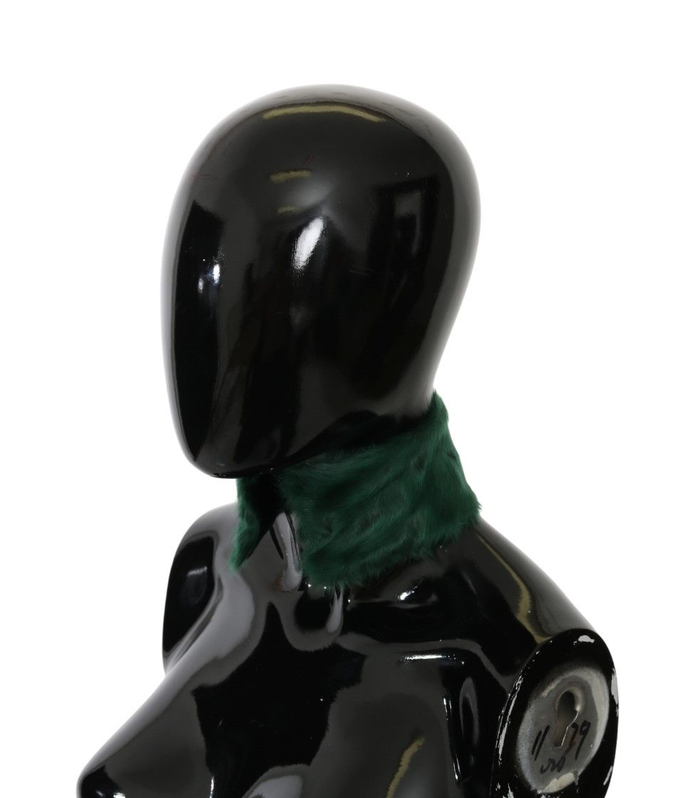 Dolce & Gabbana Grüner Pelzkragen Wickel-Lammfellschal-4