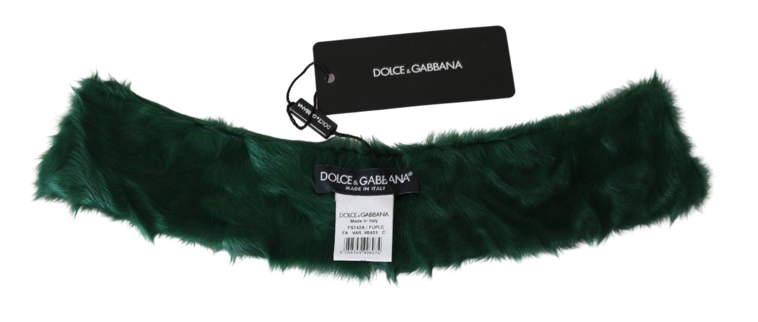 Dolce & Gabbana Grüner Pelzkragen Wickel-Lammfellschal-5