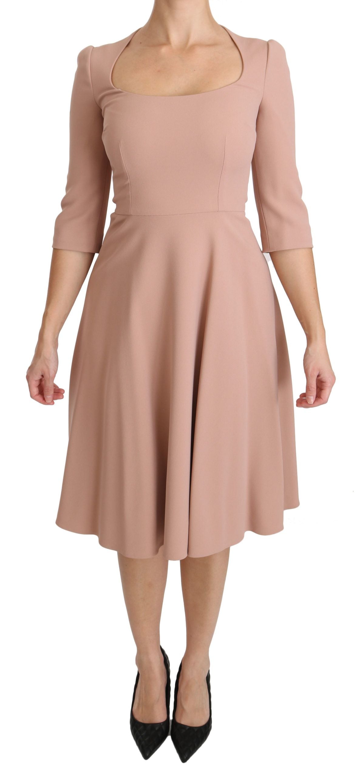 Dolce & Gabbana Rosa 3/4-Ärmel A-Linie Viskose Kleid-1