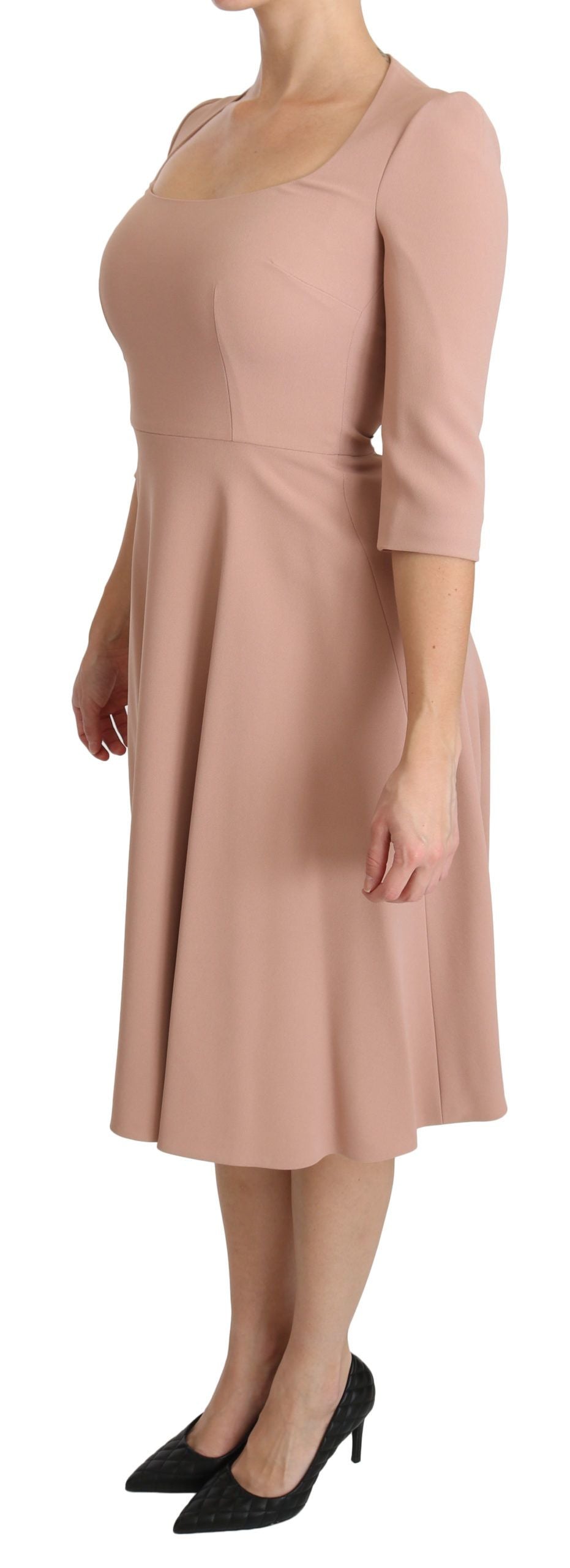 Dolce & Gabbana Rosa 3/4-Ärmel A-Linie Viskose Kleid-3