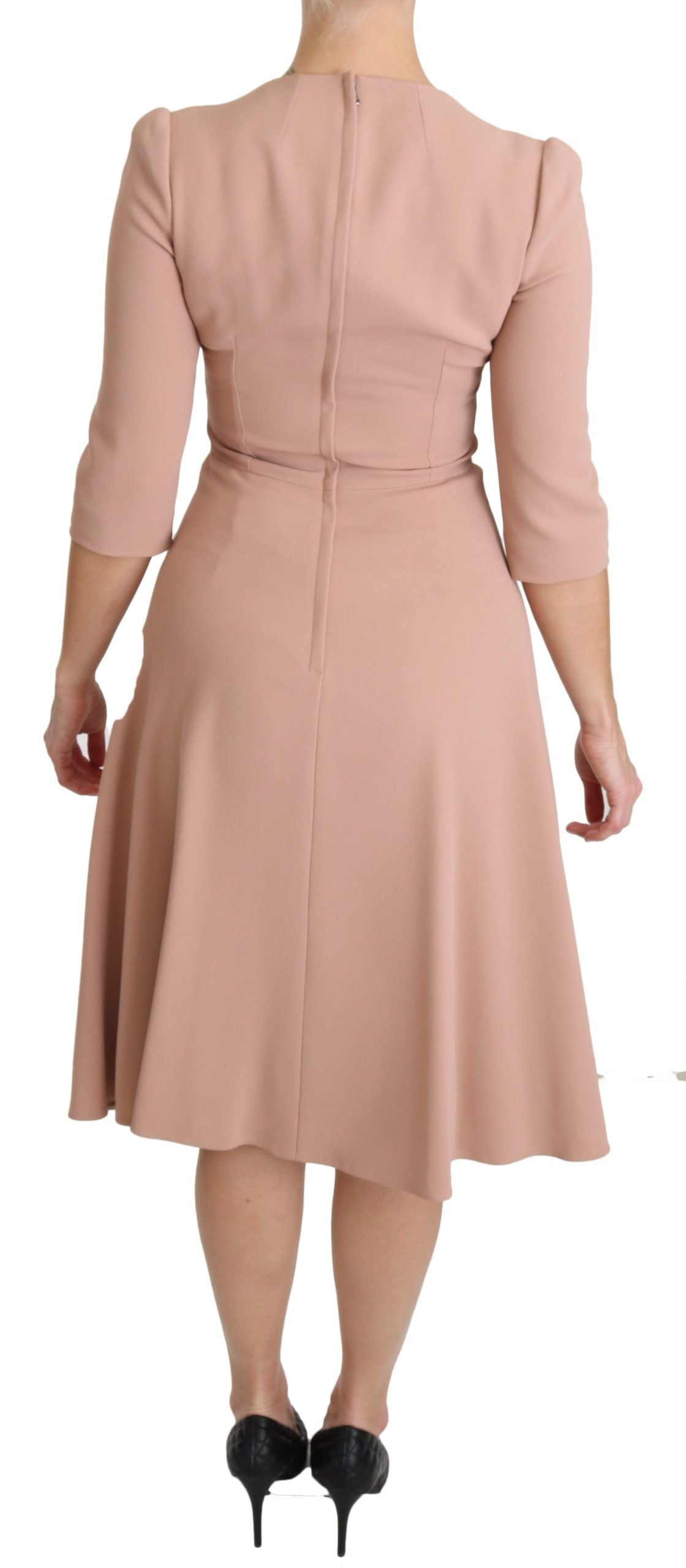 Dolce & Gabbana Rosa 3/4-Ärmel A-Linie Viskose Kleid-4