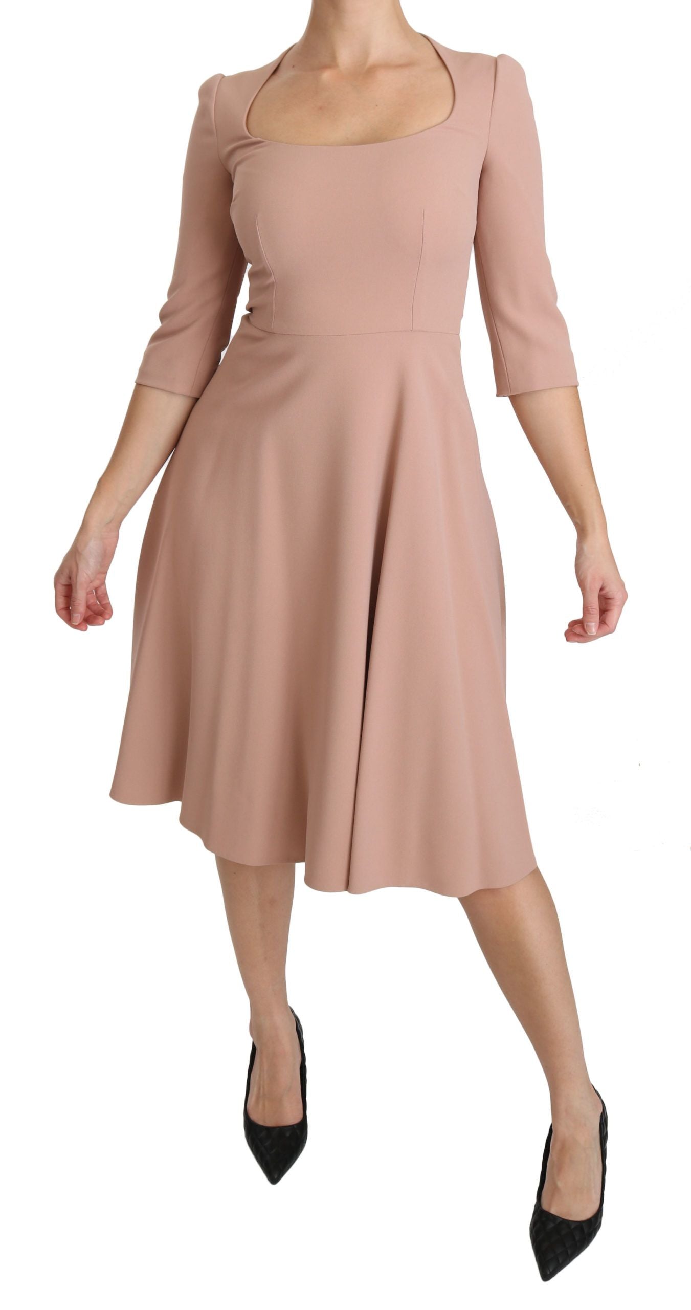 Dolce & Gabbana Rosa 3/4-Ärmel A-Linie Viskose Kleid-6