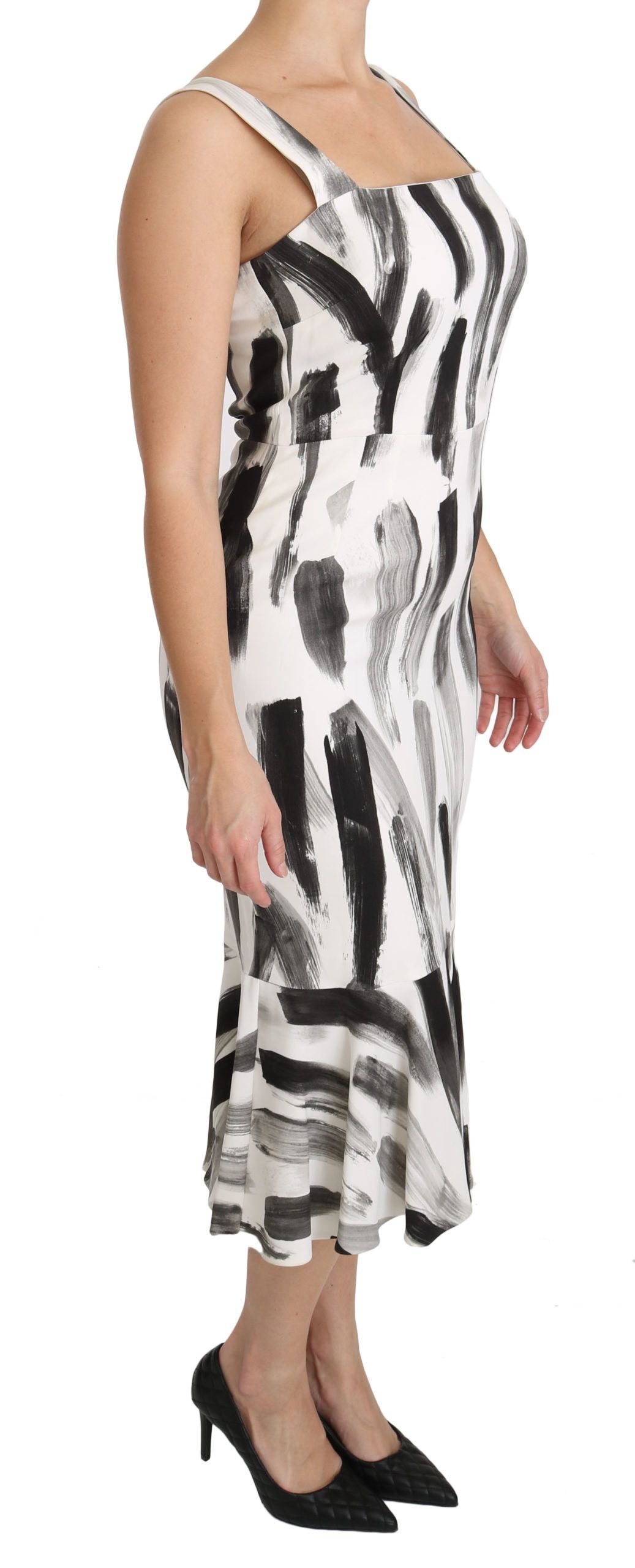 Dolce & Gabbana White and black printed viscose midi dress-2
