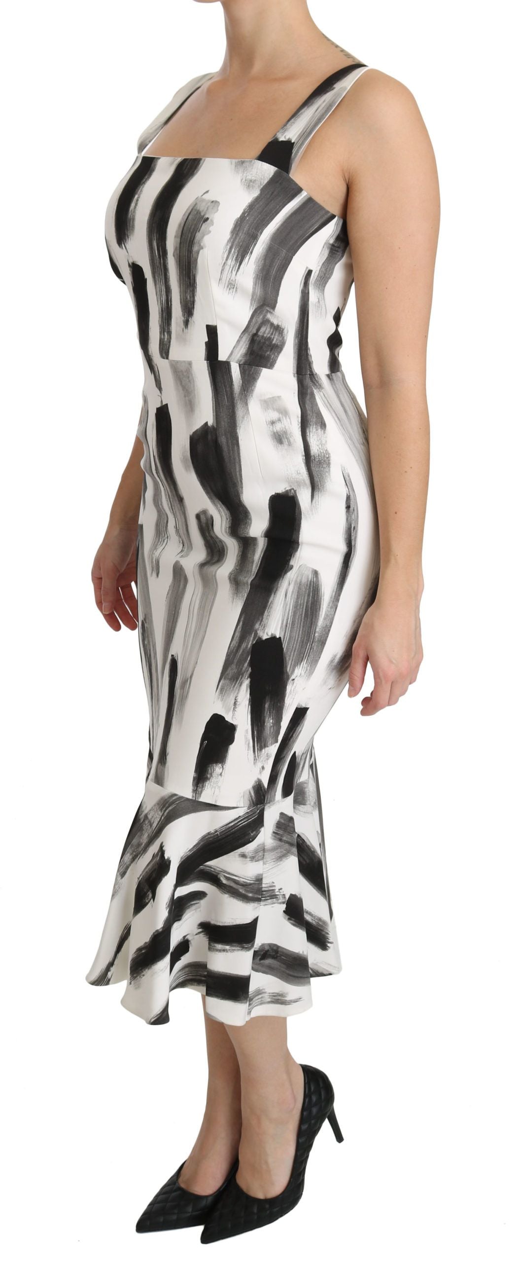 Dolce & Gabbana White and black printed viscose midi dress-3