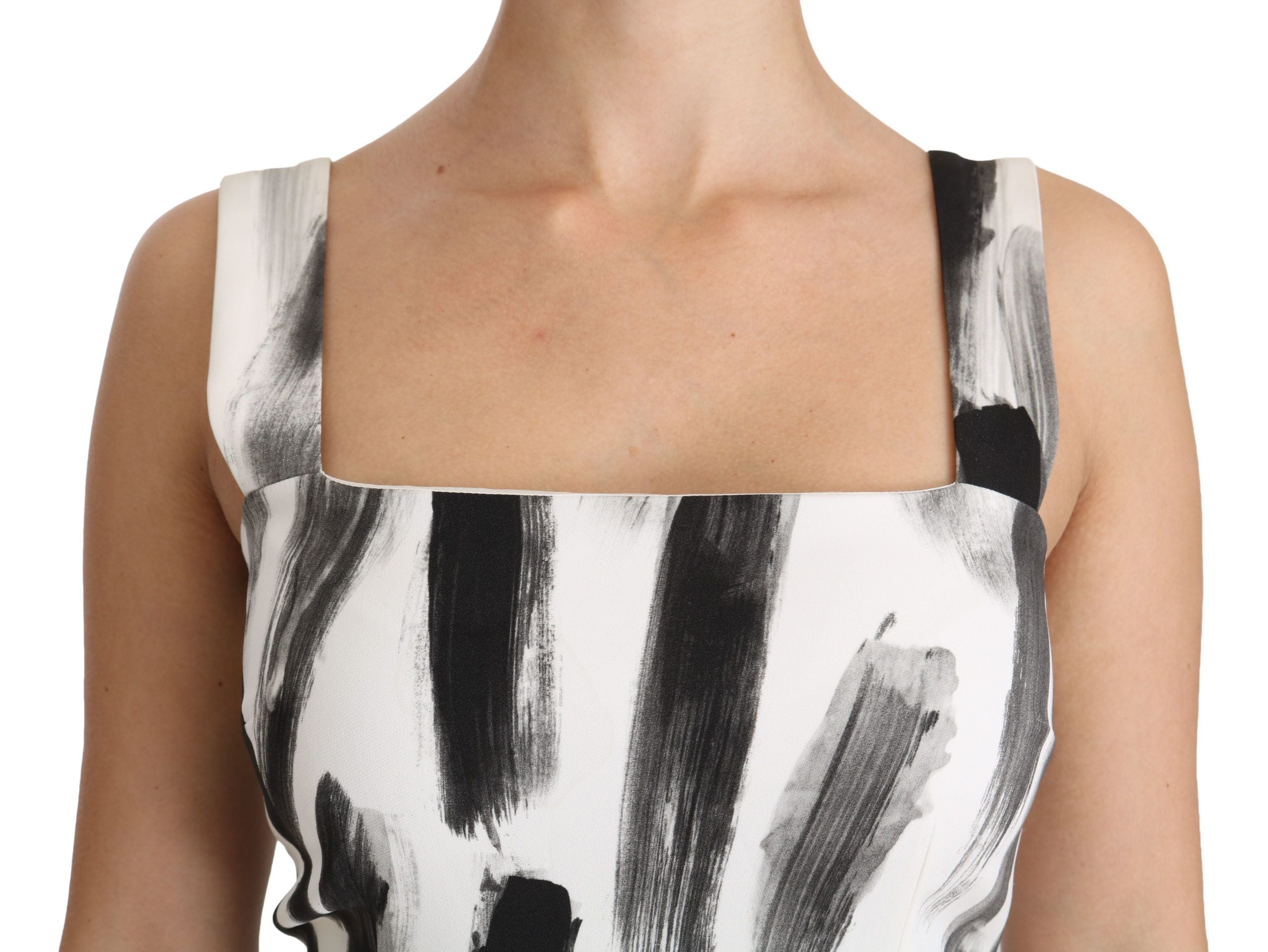 Dolce & Gabbana White and black printed viscose midi dress-5