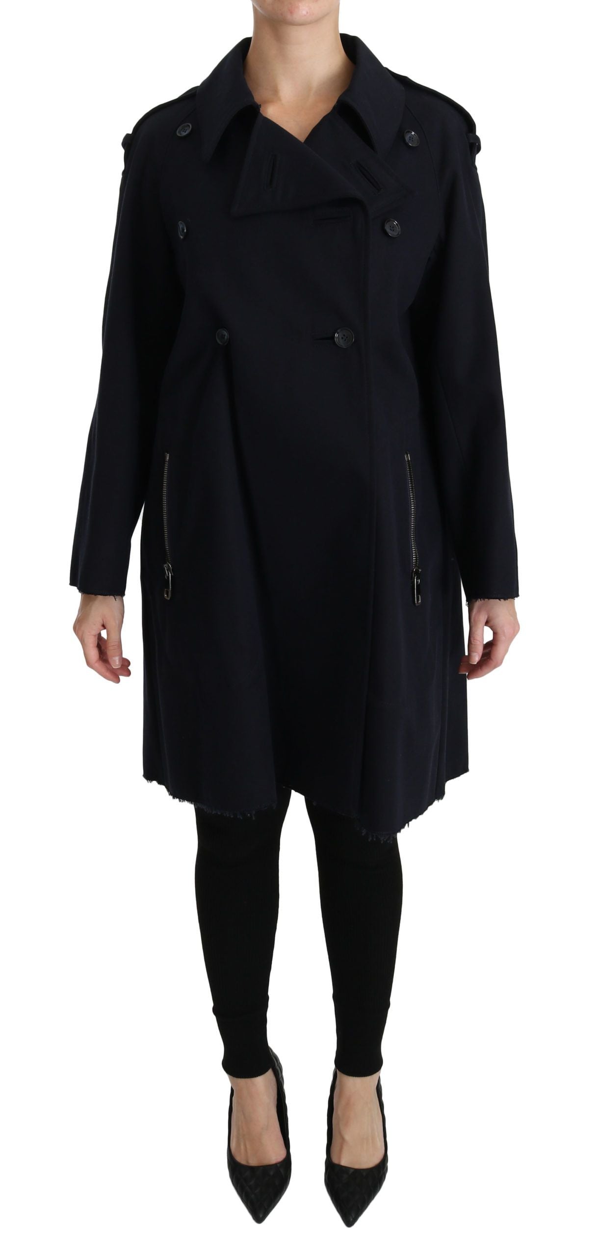 Dolce & Gabbana Blue Cotton Women's Trench Coat