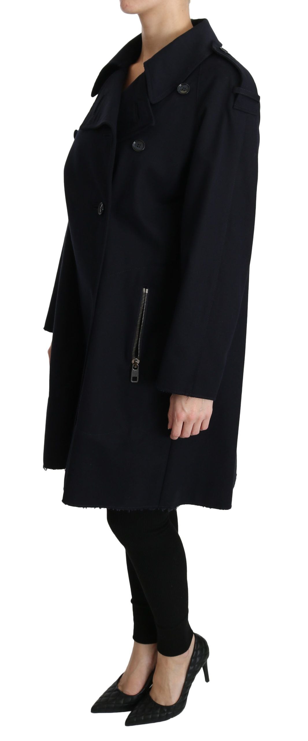 Dolce & Gabbana Blue Cotton Women's Trench Coat-3