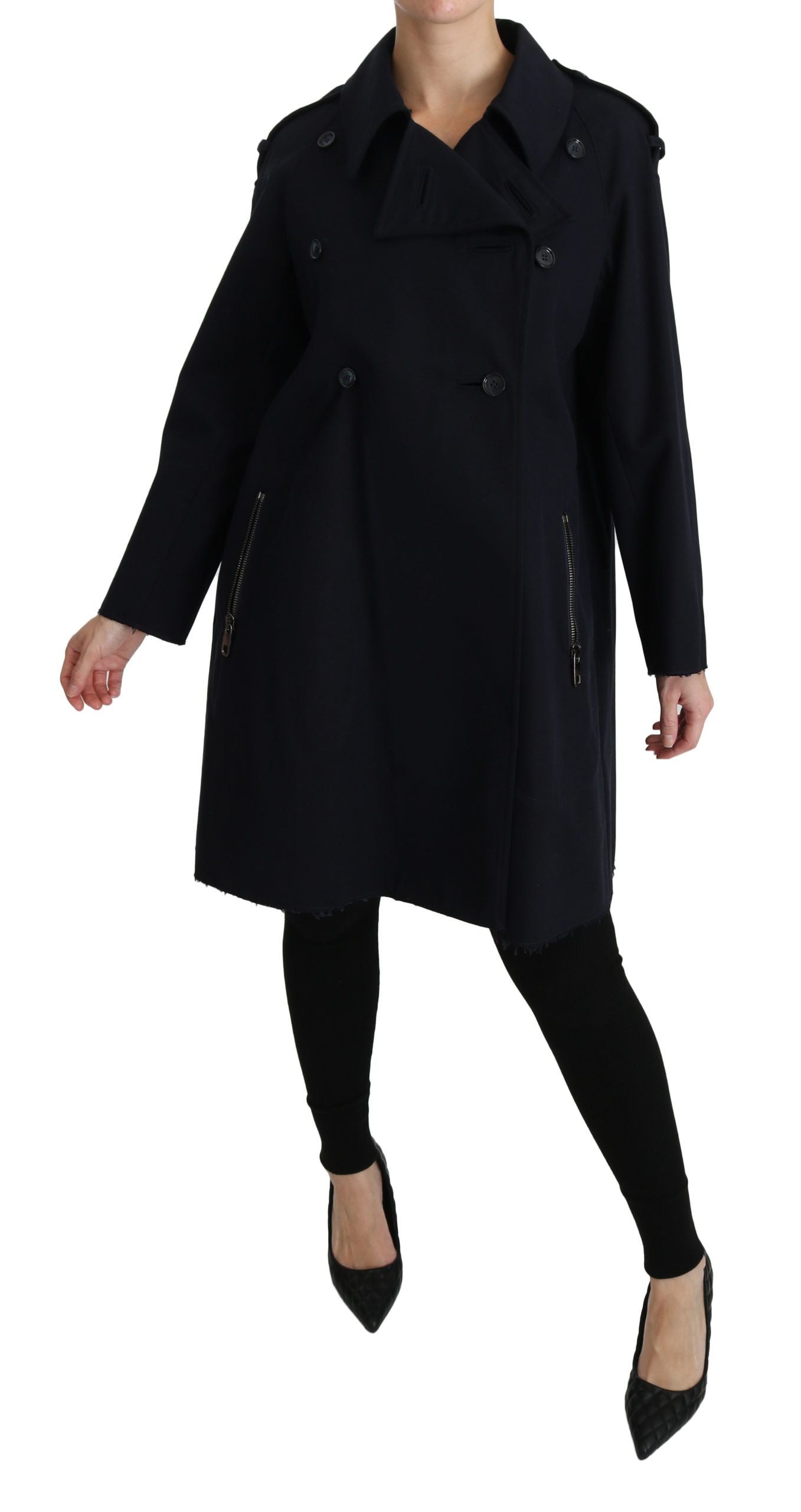 Dolce & Gabbana Blue Cotton Women's Trench Coat-6