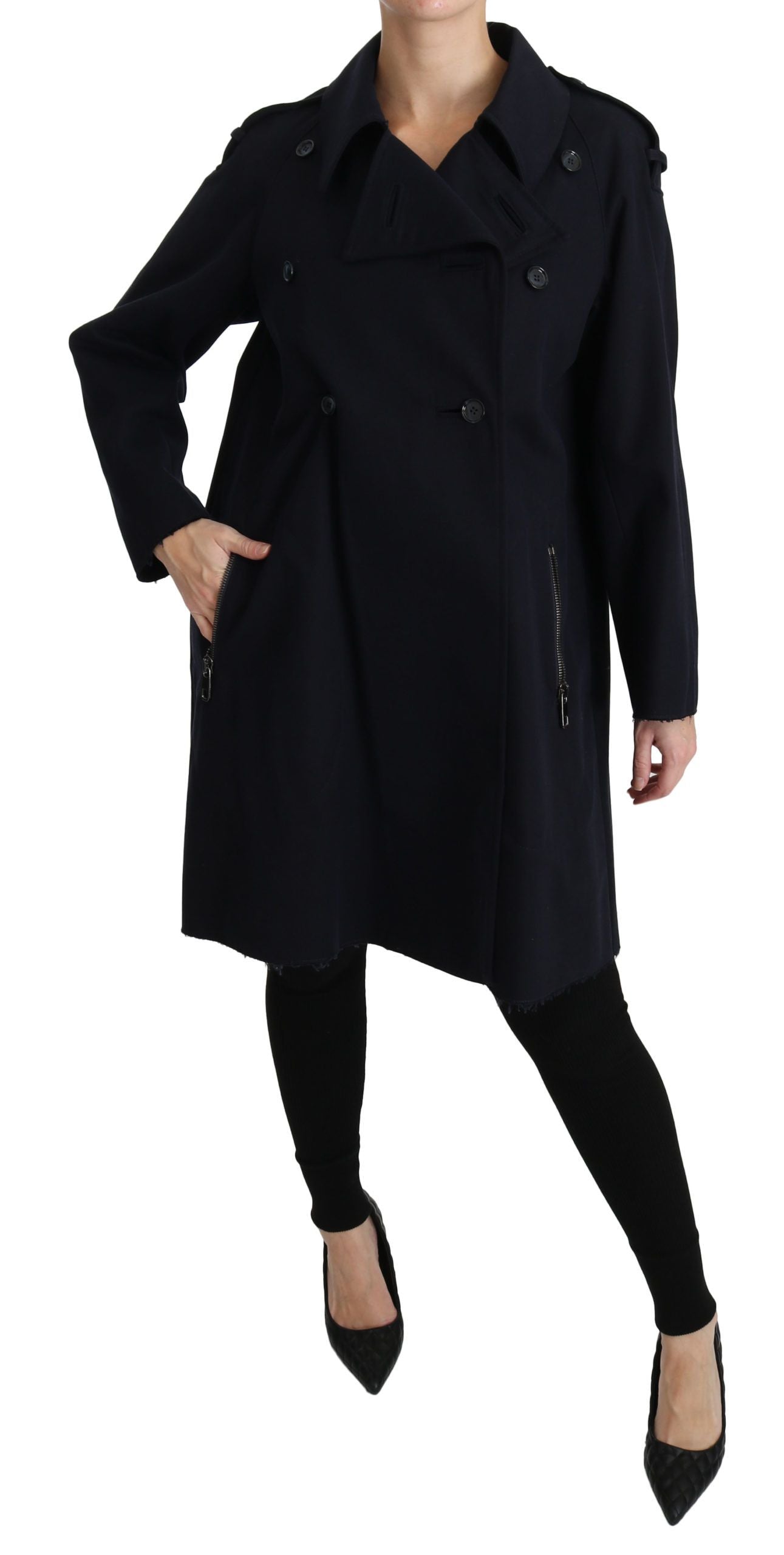 Dolce & Gabbana Blue Cotton Women's Trench Coat-7