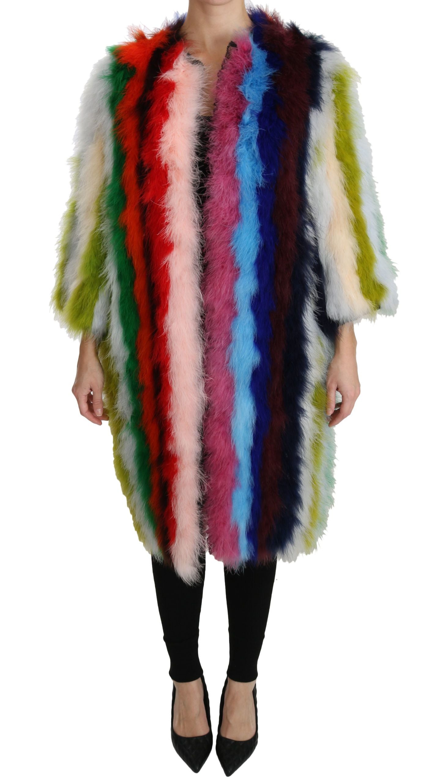 Dolce & Gabbana Abrigo de piel tipo capa de plumas Türkiye multicolor