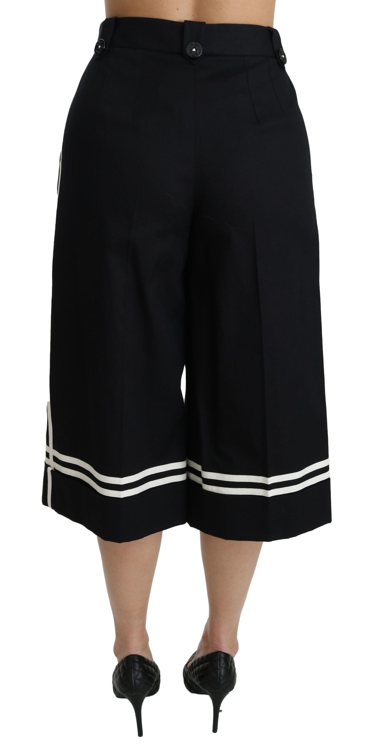 Dolce & Gabbana Schwarze Palazzo-Hose mit Zitronenverzierung und Cropped Pants-4