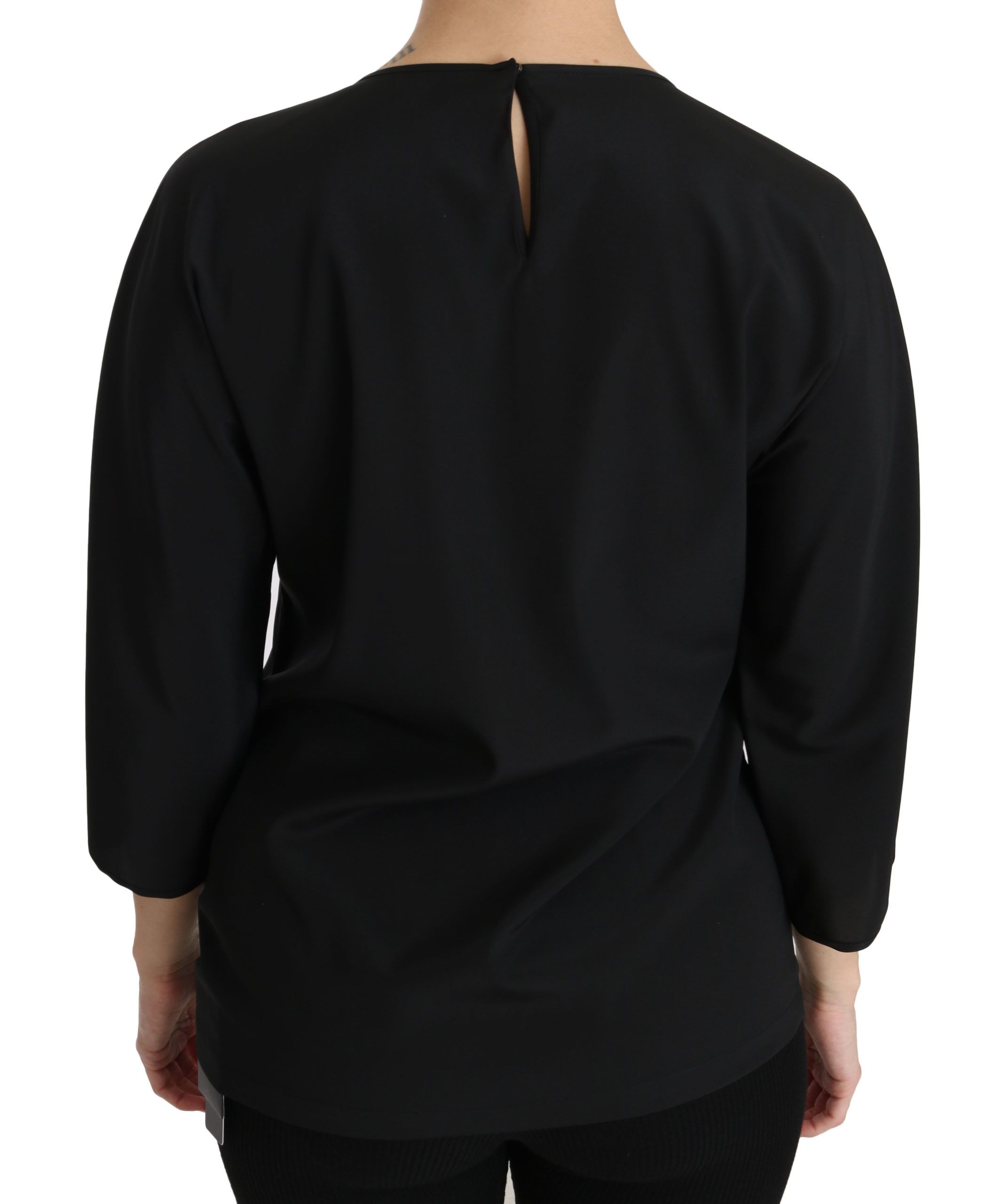 Dolce & Gabbana Black #dgfamily Top T-shirt Silk Blouse-4