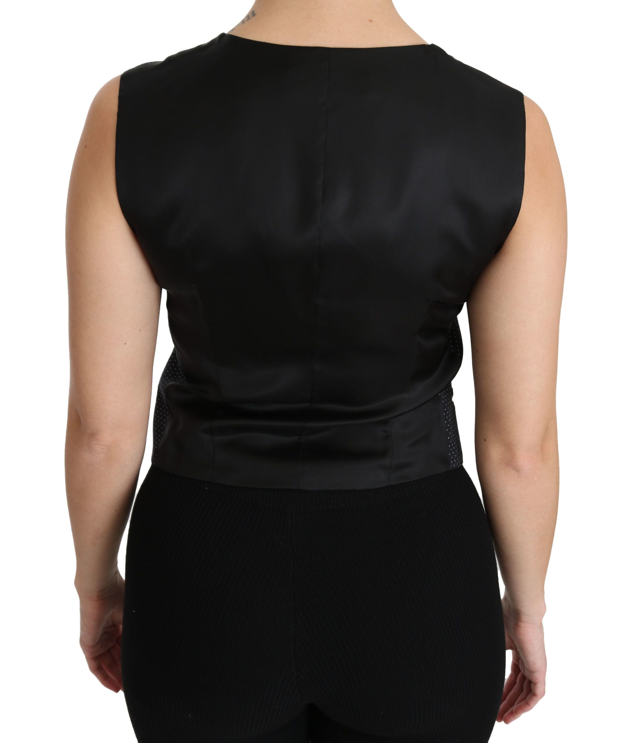 Dolce & Gabbana Black Polka Dot Vest Blouse Top-4