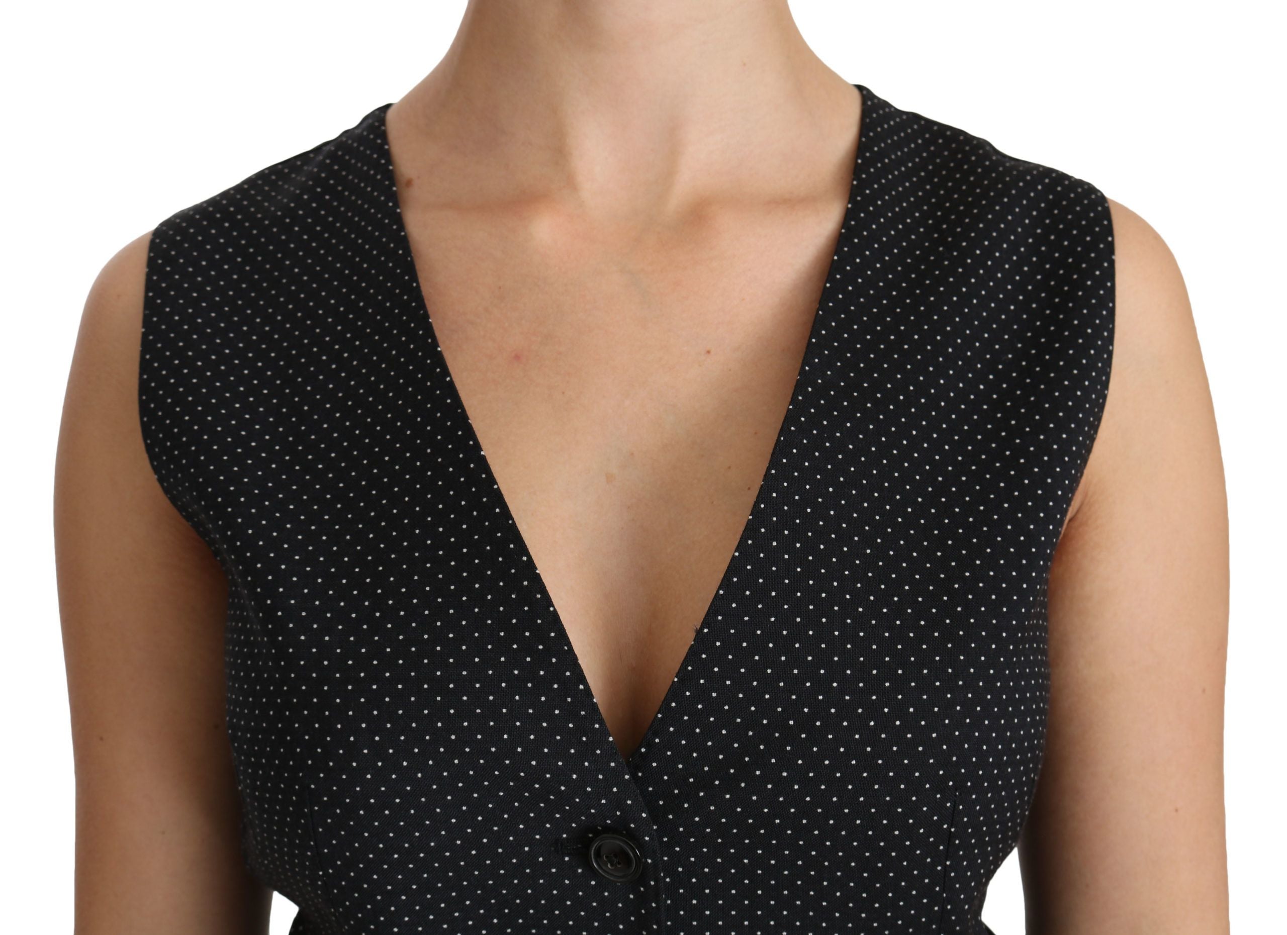 Dolce & Gabbana Black Polka Dot Vest Blouse Top-5