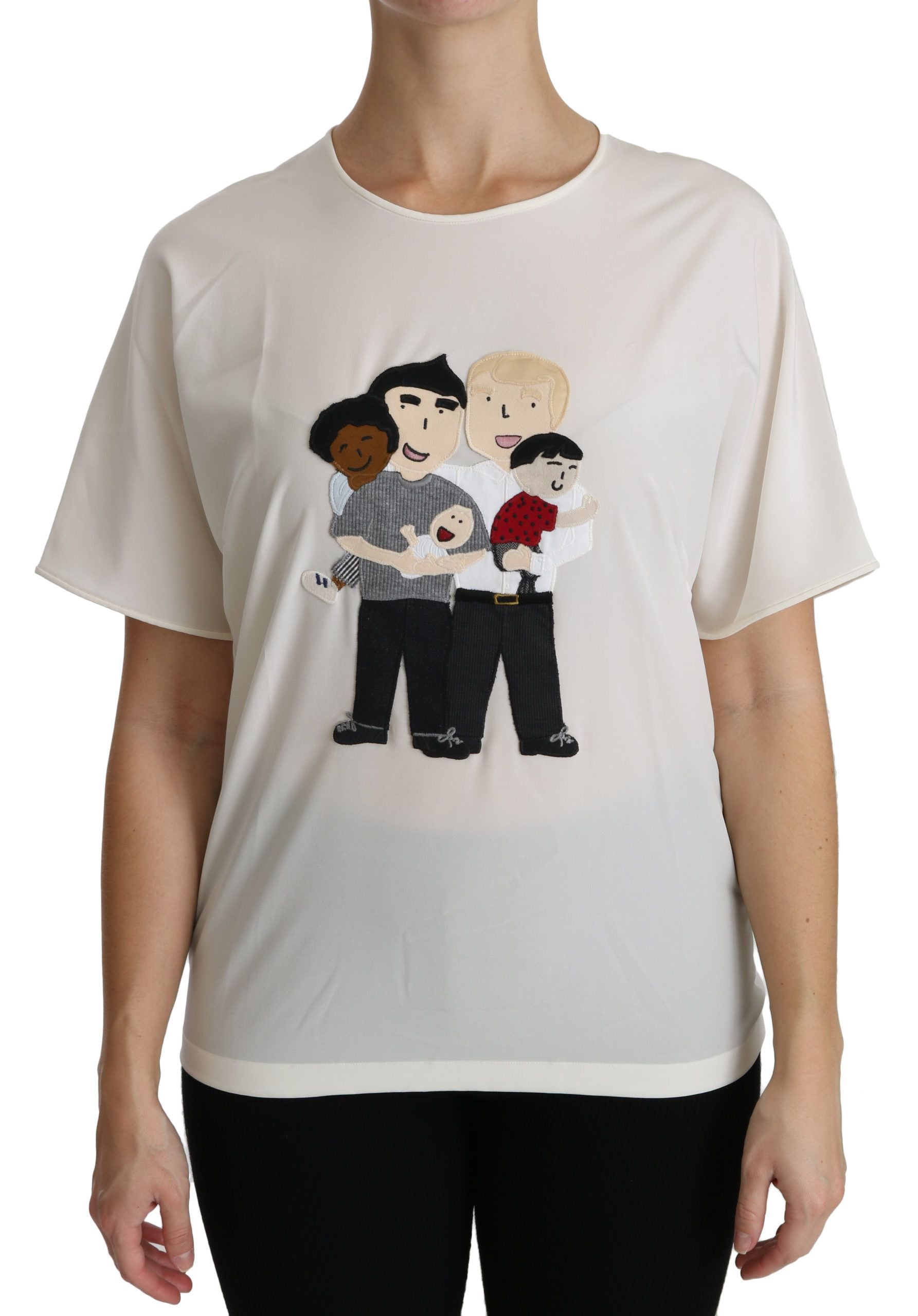 Dolce & Gabbana White #dgfamily Patch Short Sleeve Blouse Top-2