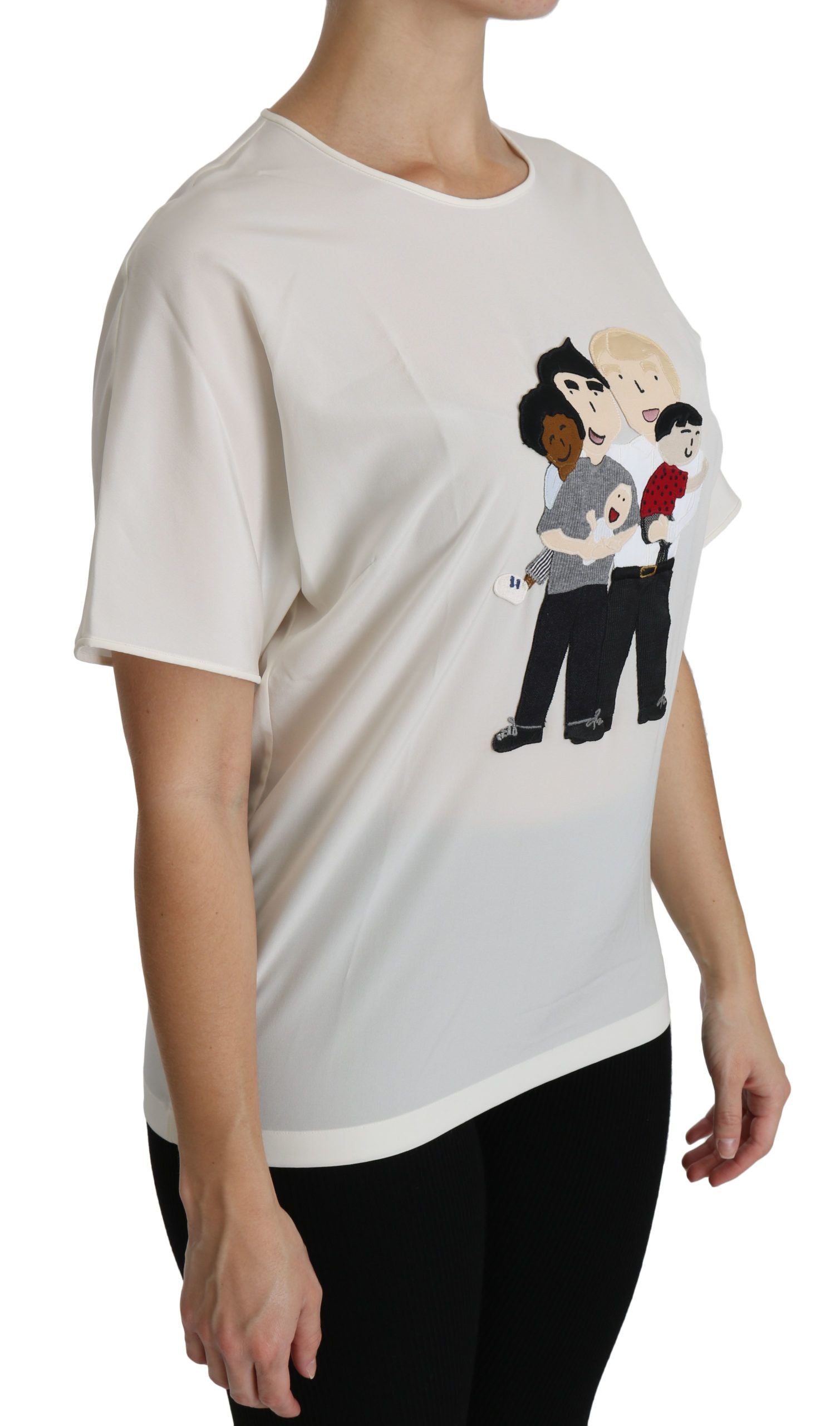 Dolce & Gabbana White #dgfamily Patch Short Sleeve Blouse Top-3