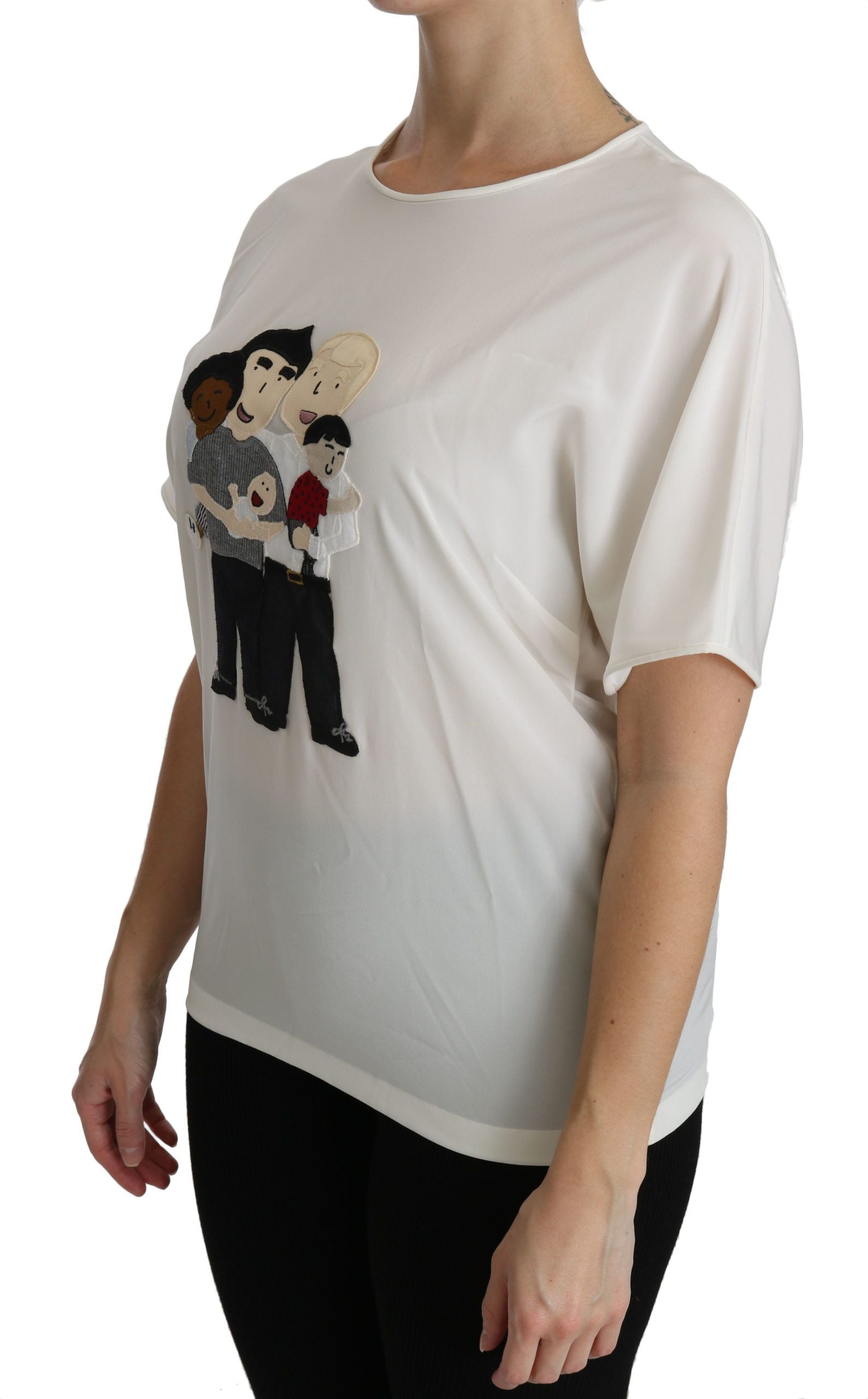 Dolce & Gabbana White #dgfamily Patch Short Sleeve Blouse Top-4