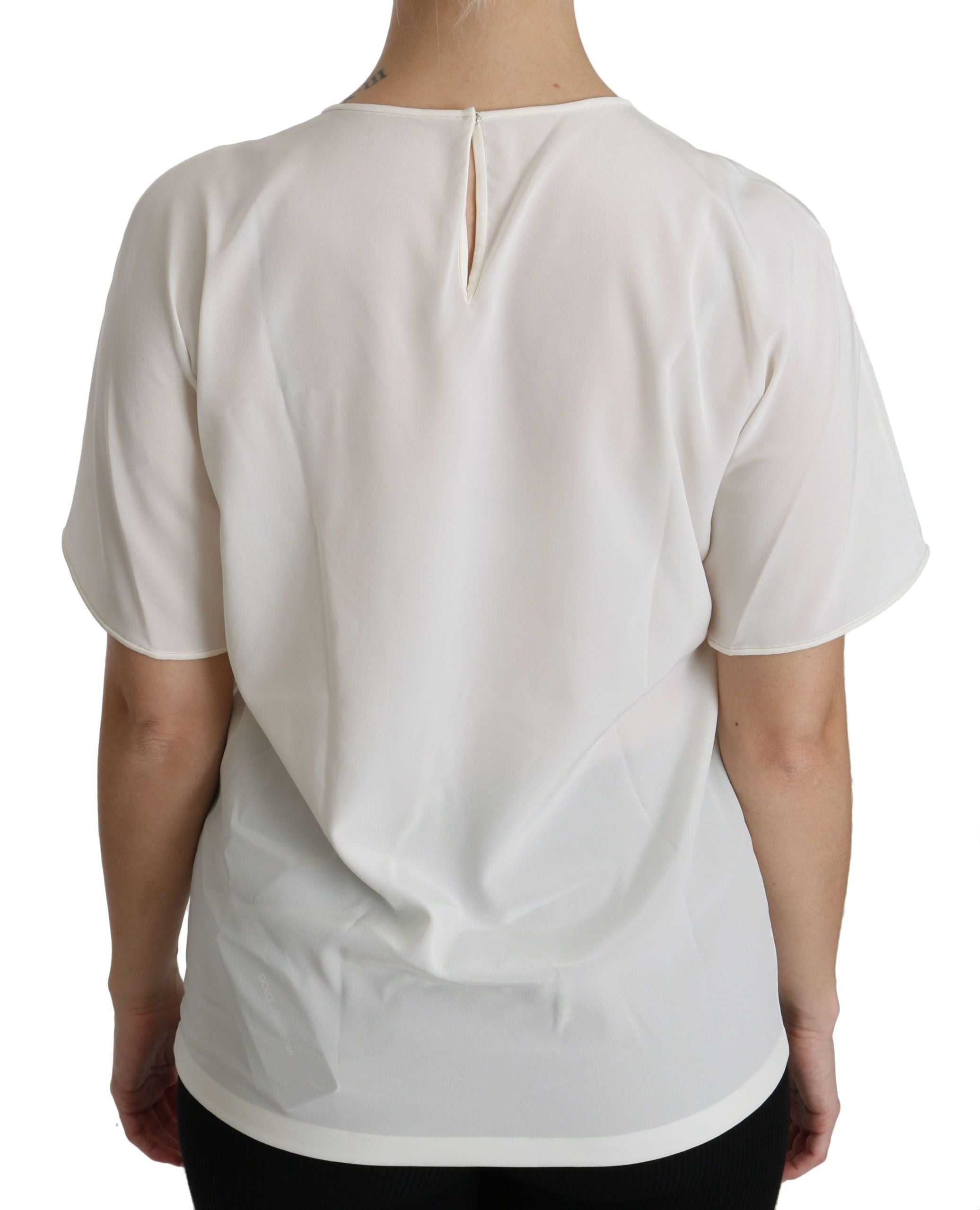 Dolce & Gabbana White #dgfamily Patch Short Sleeve Blouse Top-5
