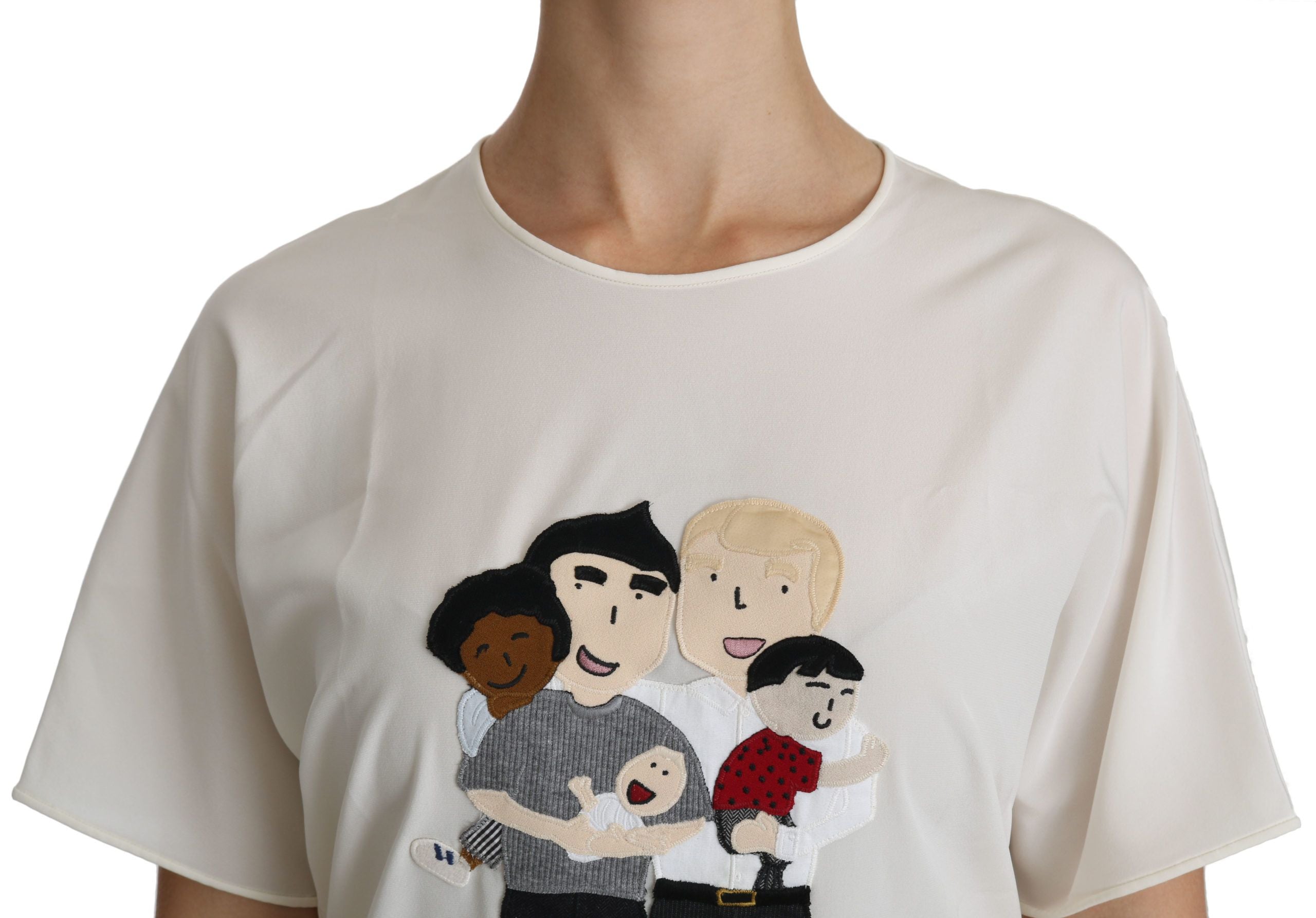 Dolce & Gabbana White #dgfamily Patch Short Sleeve Blouse Top-6