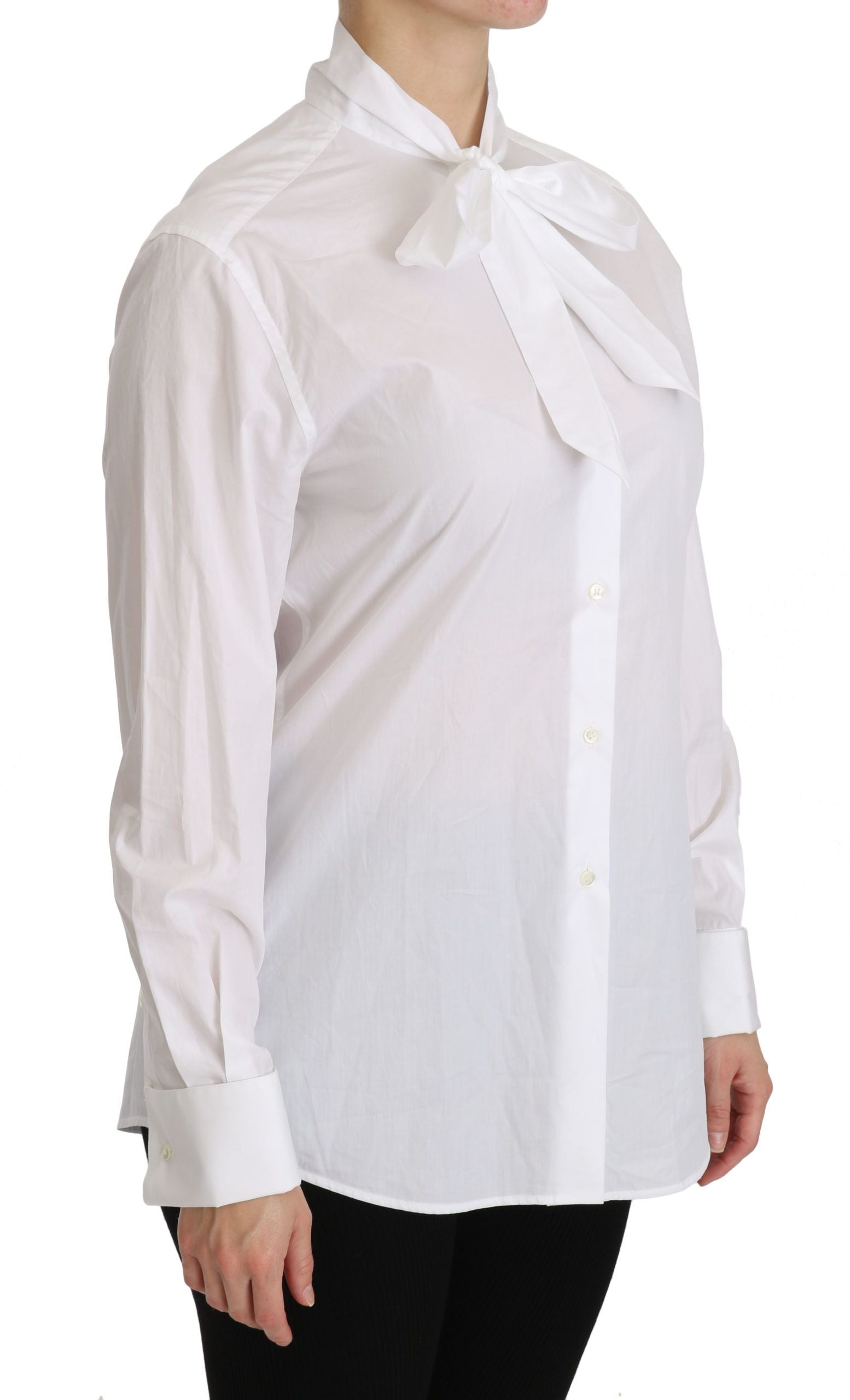 Dolce & Gabbana White long-sleeved polo shirt with roll neck-2