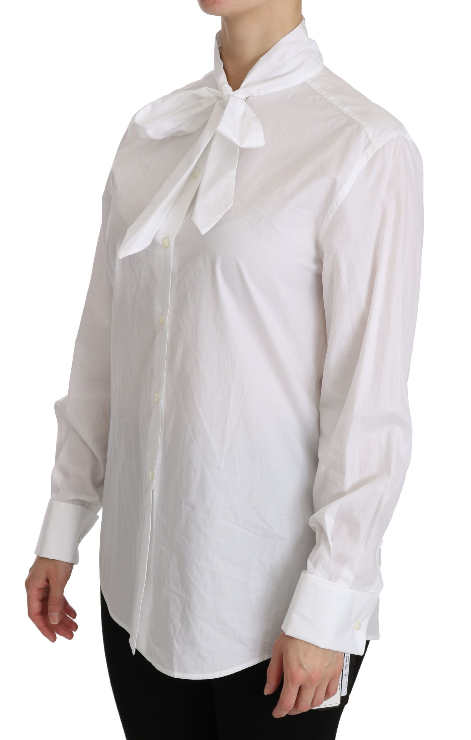 Dolce & Gabbana White long-sleeved polo shirt with roll neck-3