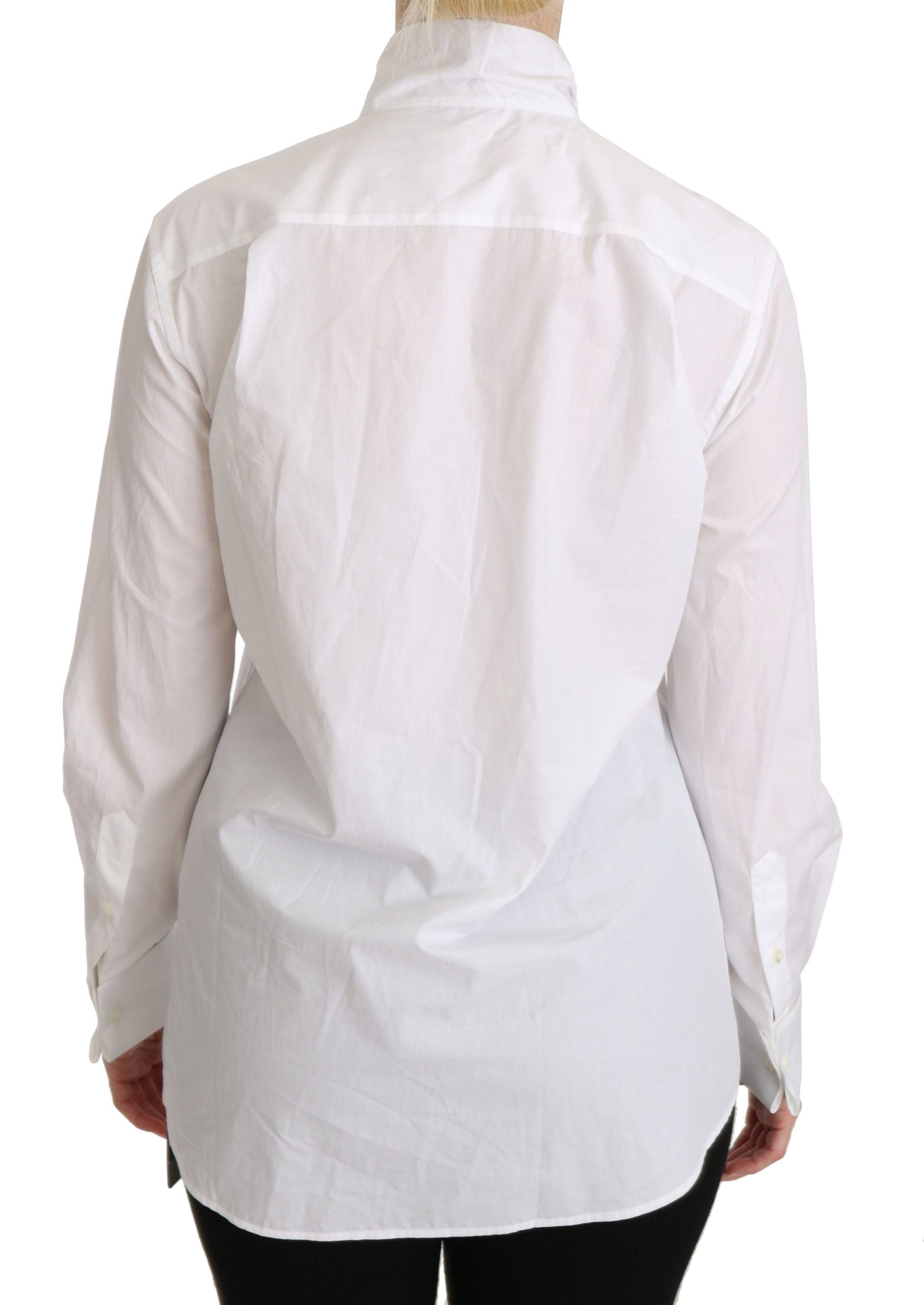Dolce & Gabbana White long-sleeved polo shirt with roll neck-4