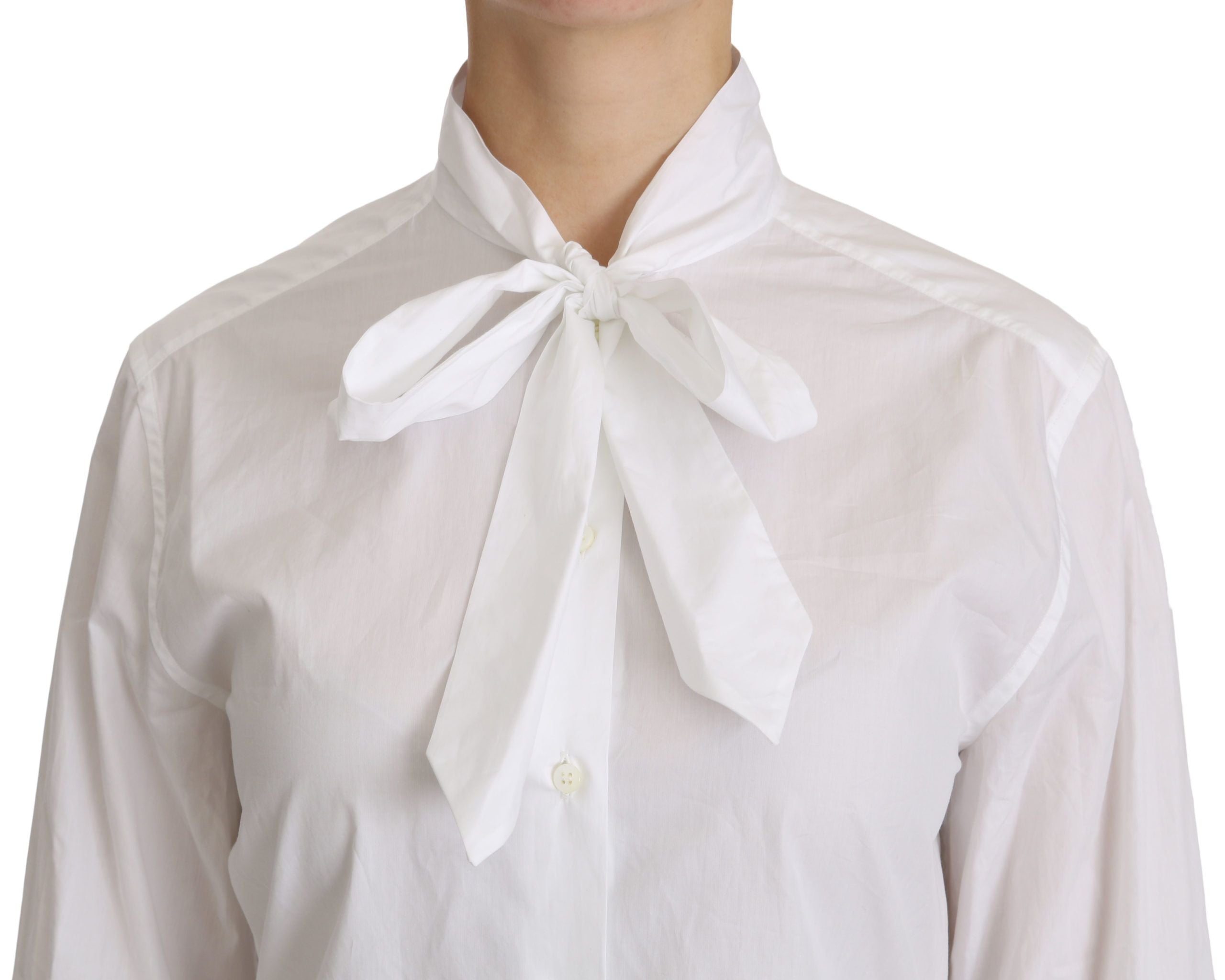 Dolce & Gabbana White long-sleeved polo shirt with roll neck-5
