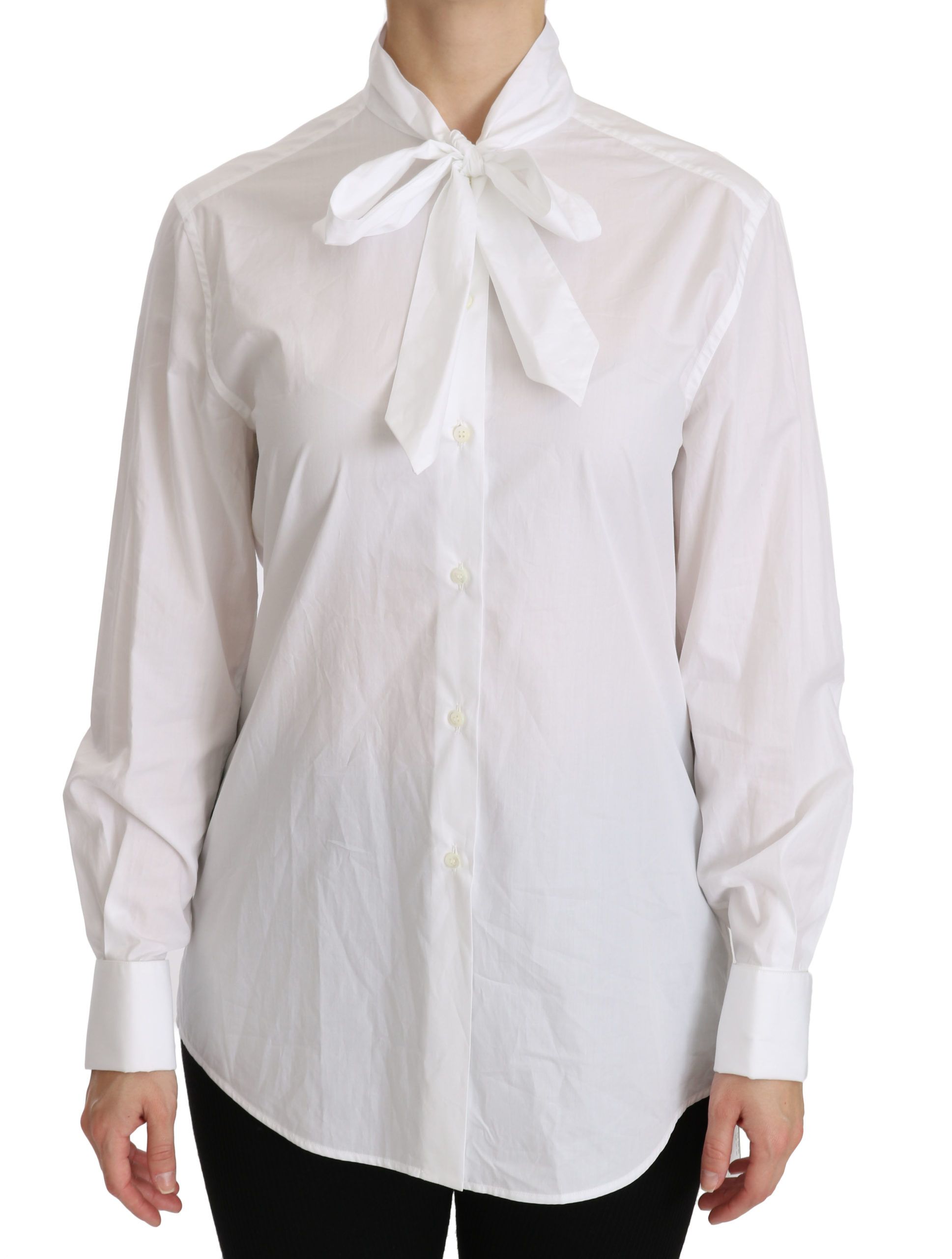Dolce & Gabbana White long-sleeved polo shirt with roll neck