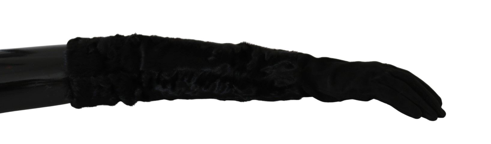 Dolce & Gabbana Black Elbow-Length Suede Mittens