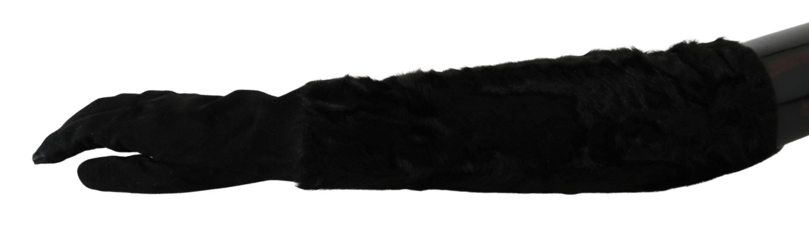 Dolce & Gabbana Black Elbow-Length Suede Mittens-2