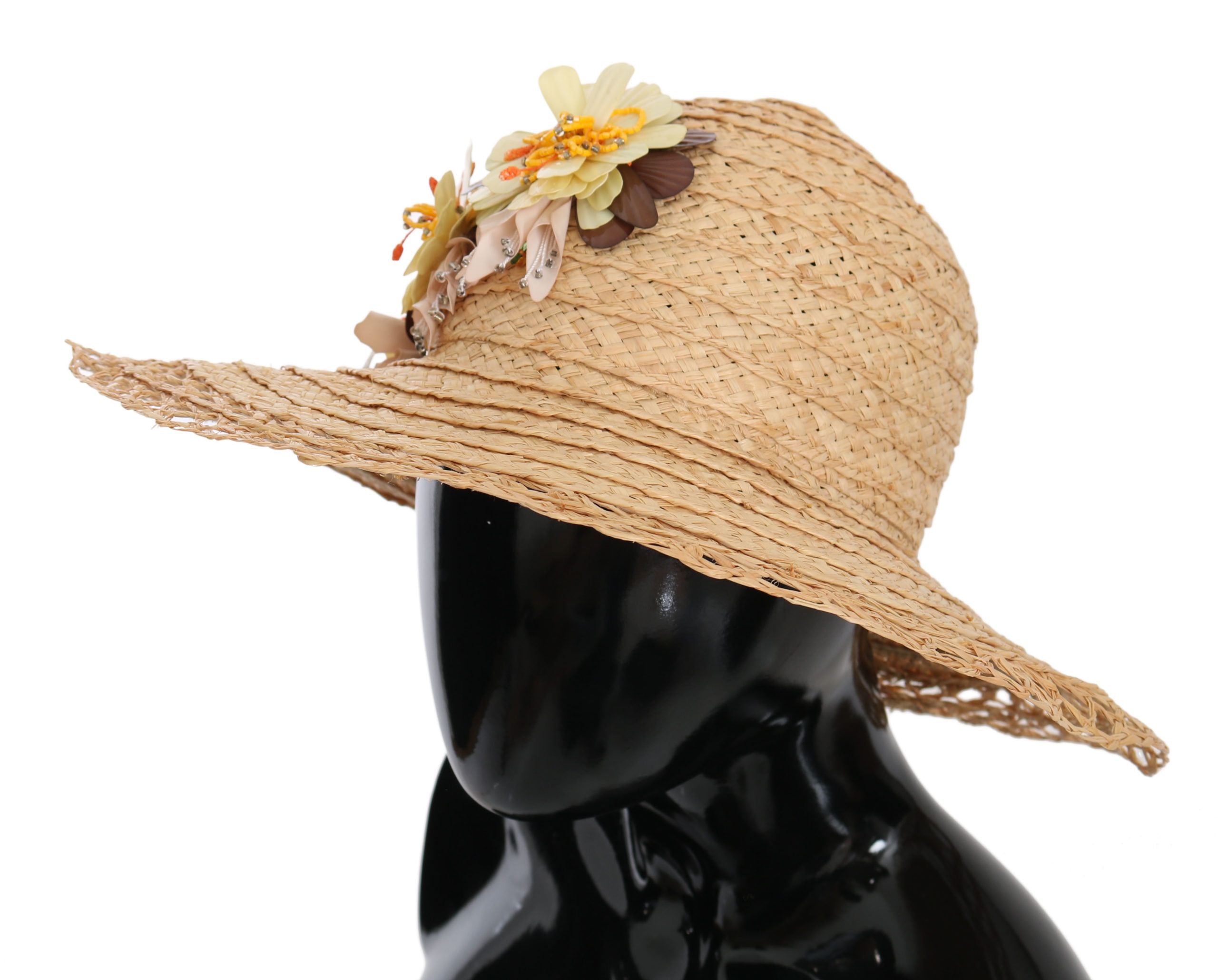Dolce & Gabbana Beige Wide Brim Floral Bucket Capello Hat-4