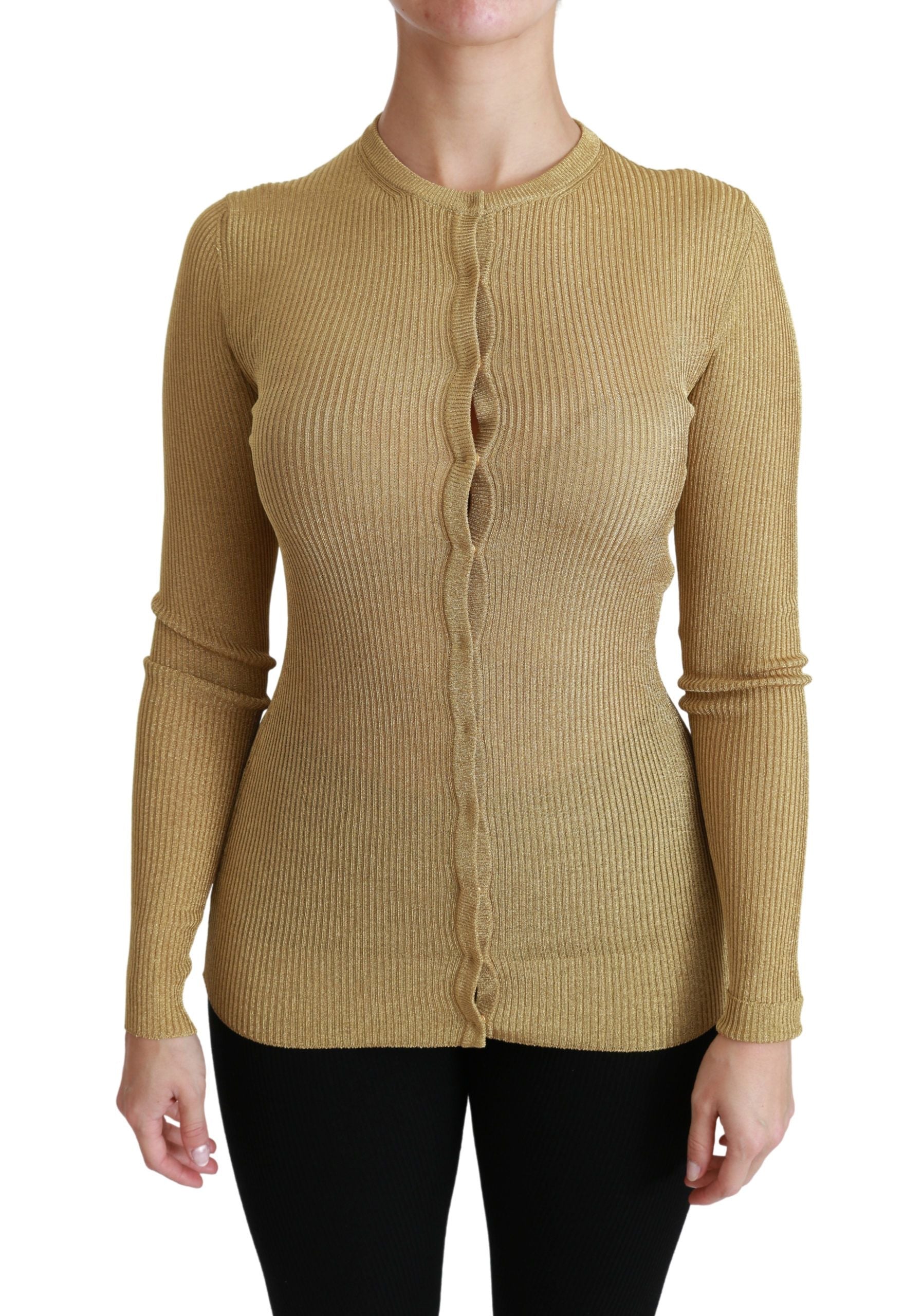 Dolce & Gabbana Gold Long Sleeve Cardigan Viscose Sweater-2