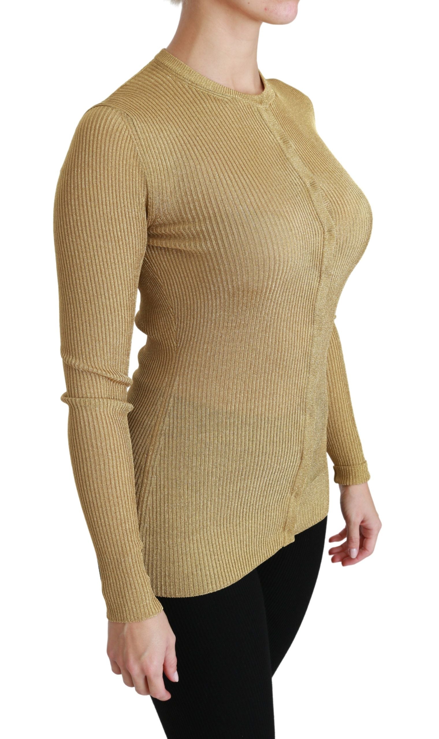Dolce & Gabbana Gold Long Sleeve Cardigan Viscose Sweater-3