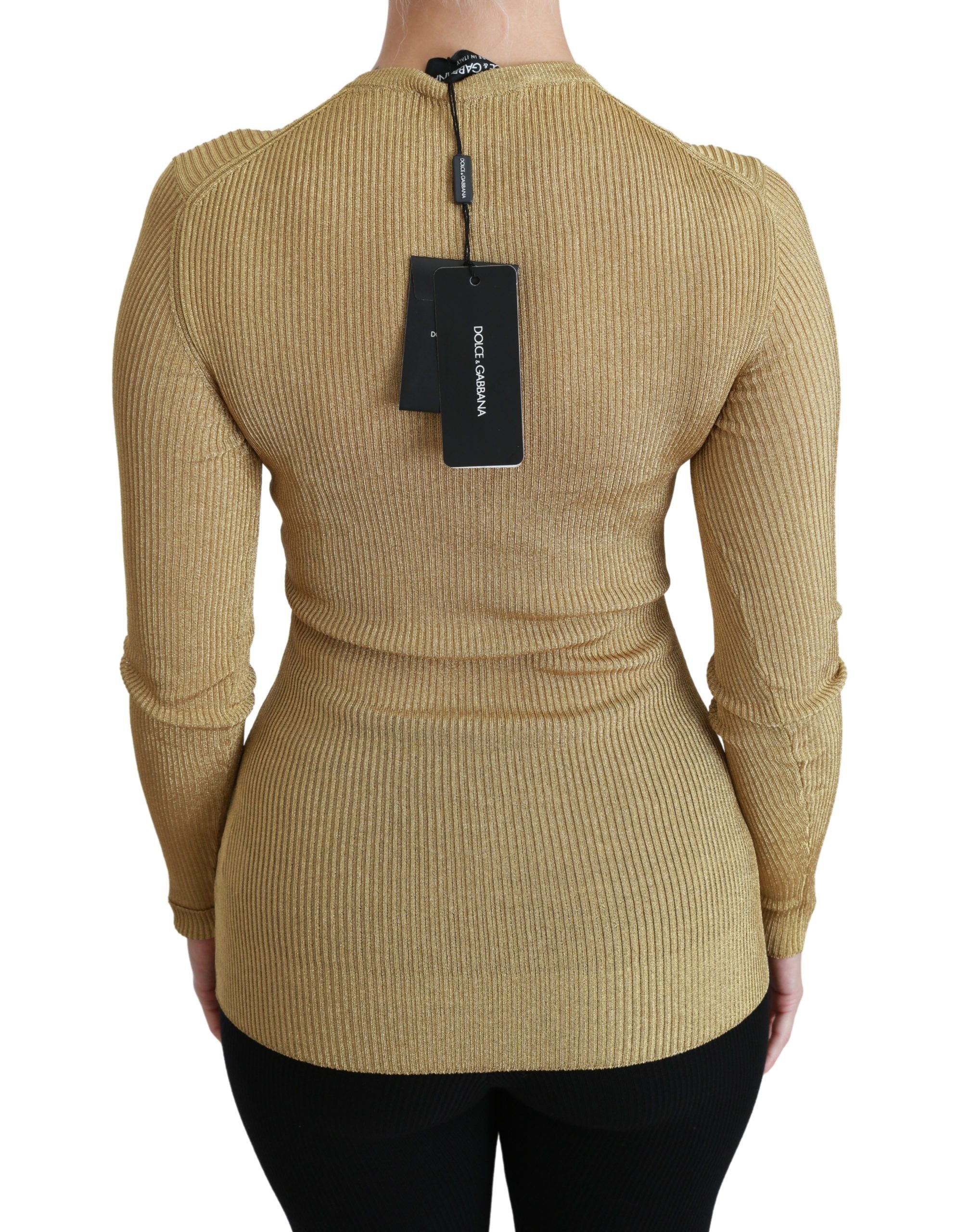 Dolce & Gabbana Gold Long Sleeve Cardigan Viscose Sweater-5